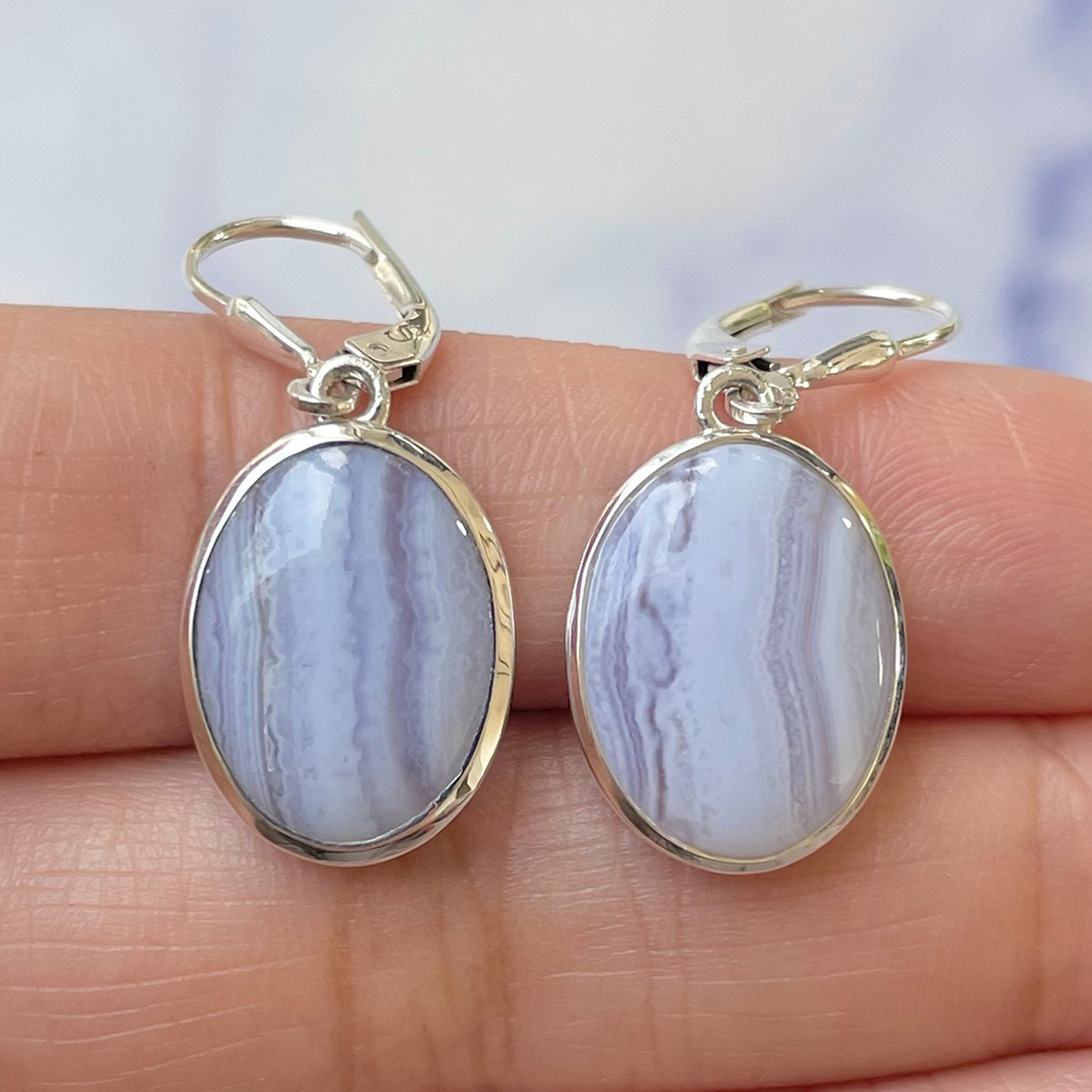 Blue Lace Agate Earring-(BLA-E-26.)