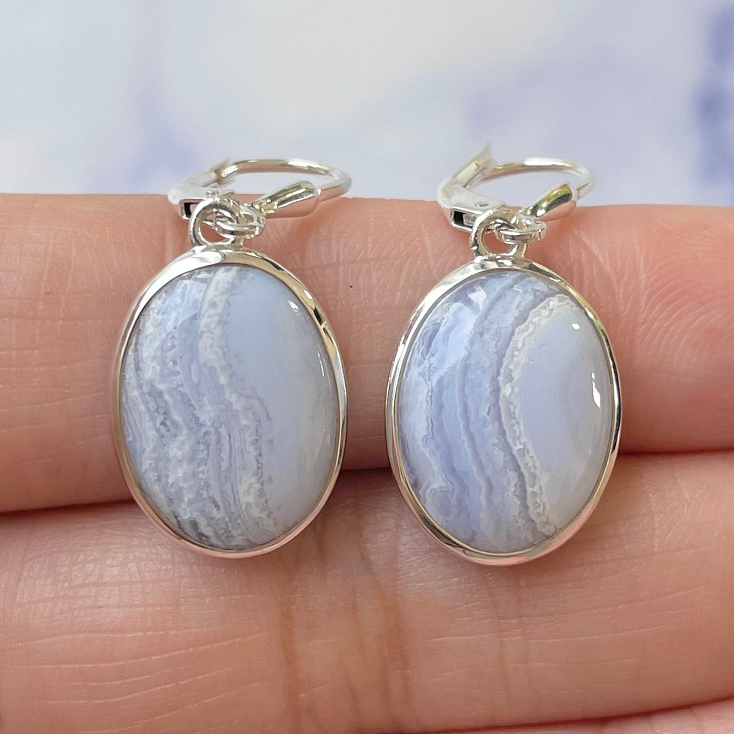 Blue Lace Agate Earring-(BLA-E-27.)