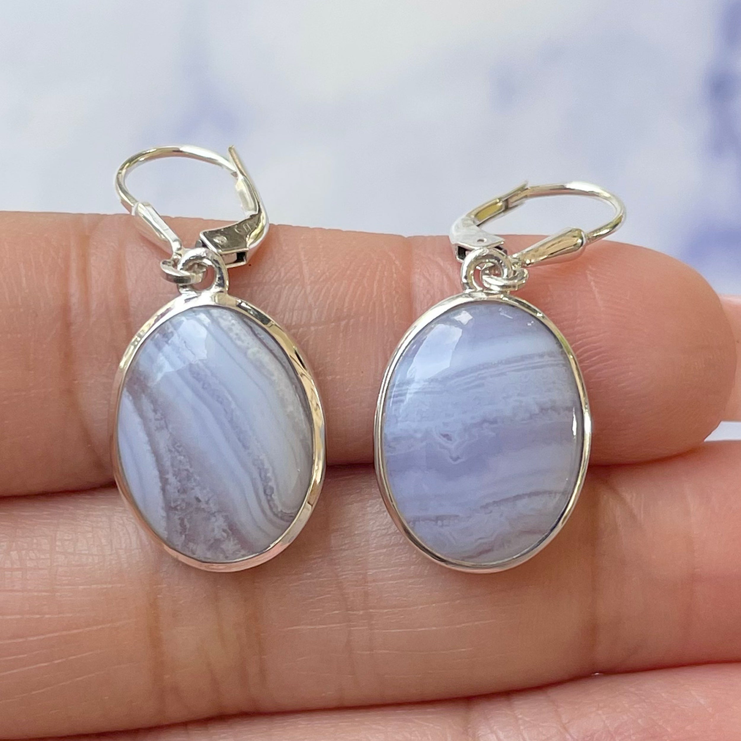 Blue Lace Agate Earring-(BLA-E-28.)