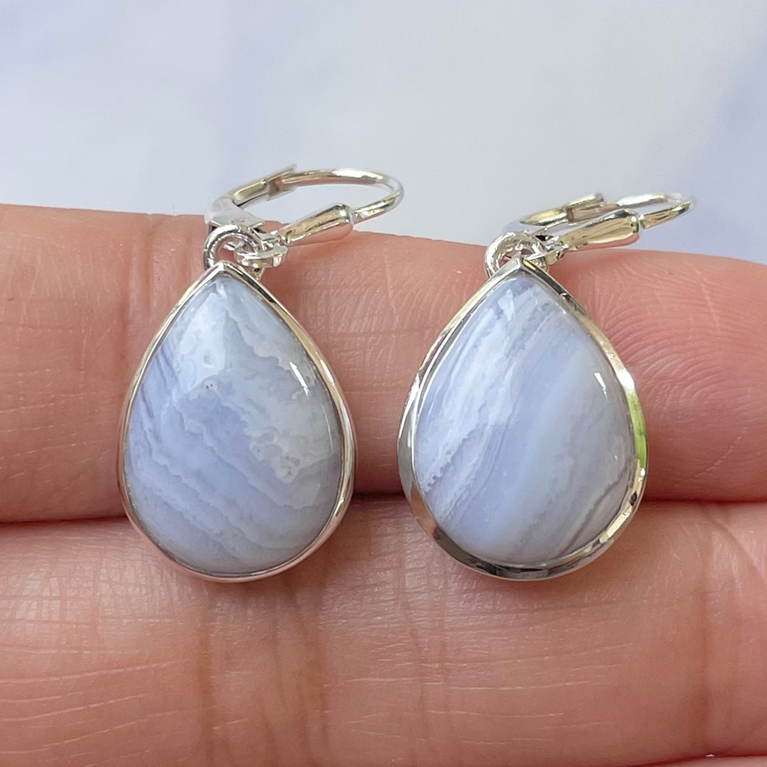 Blue Lace Agate Earring-(BLA-E-4.)