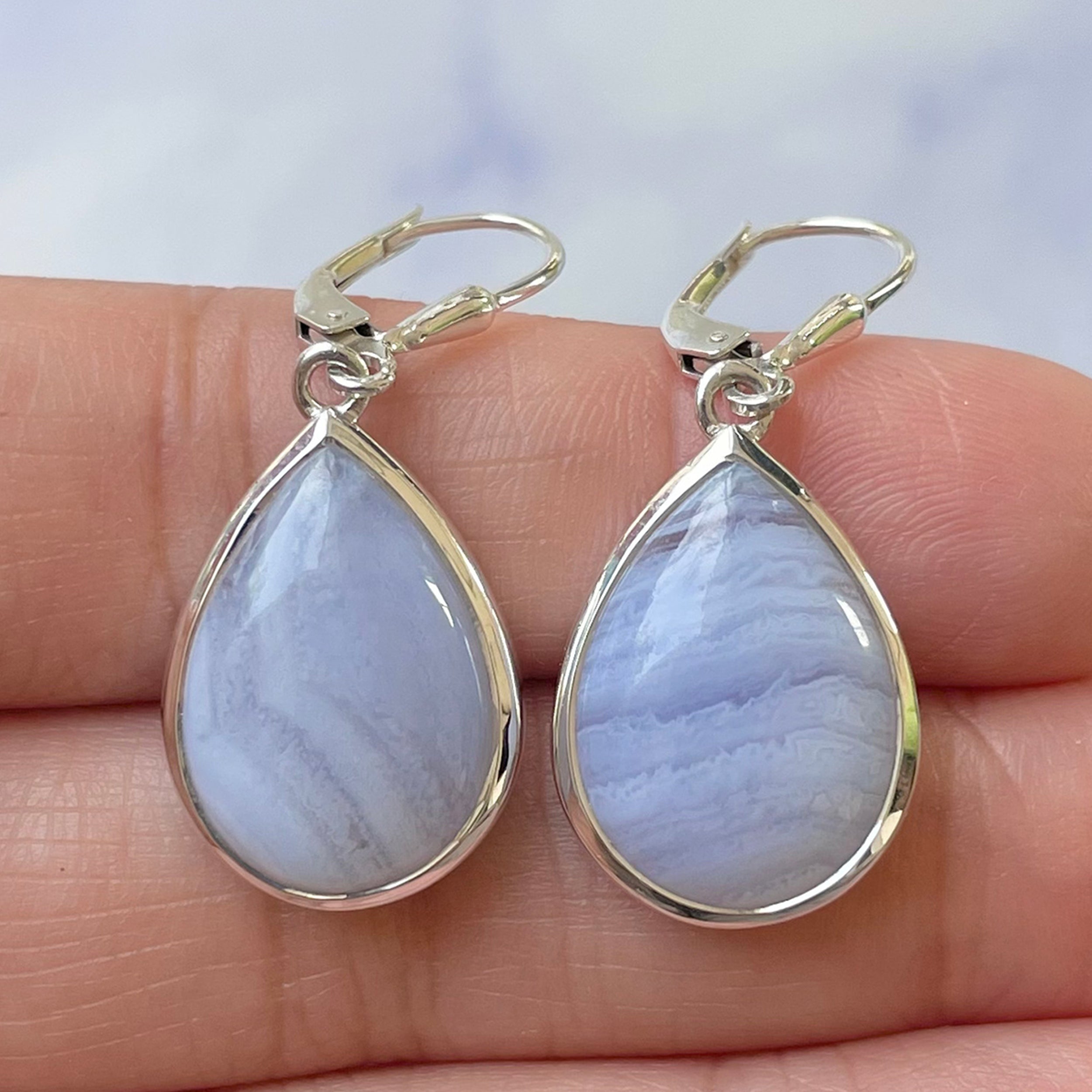 Blue Lace Agate Earring-(BLA-E-7.)
