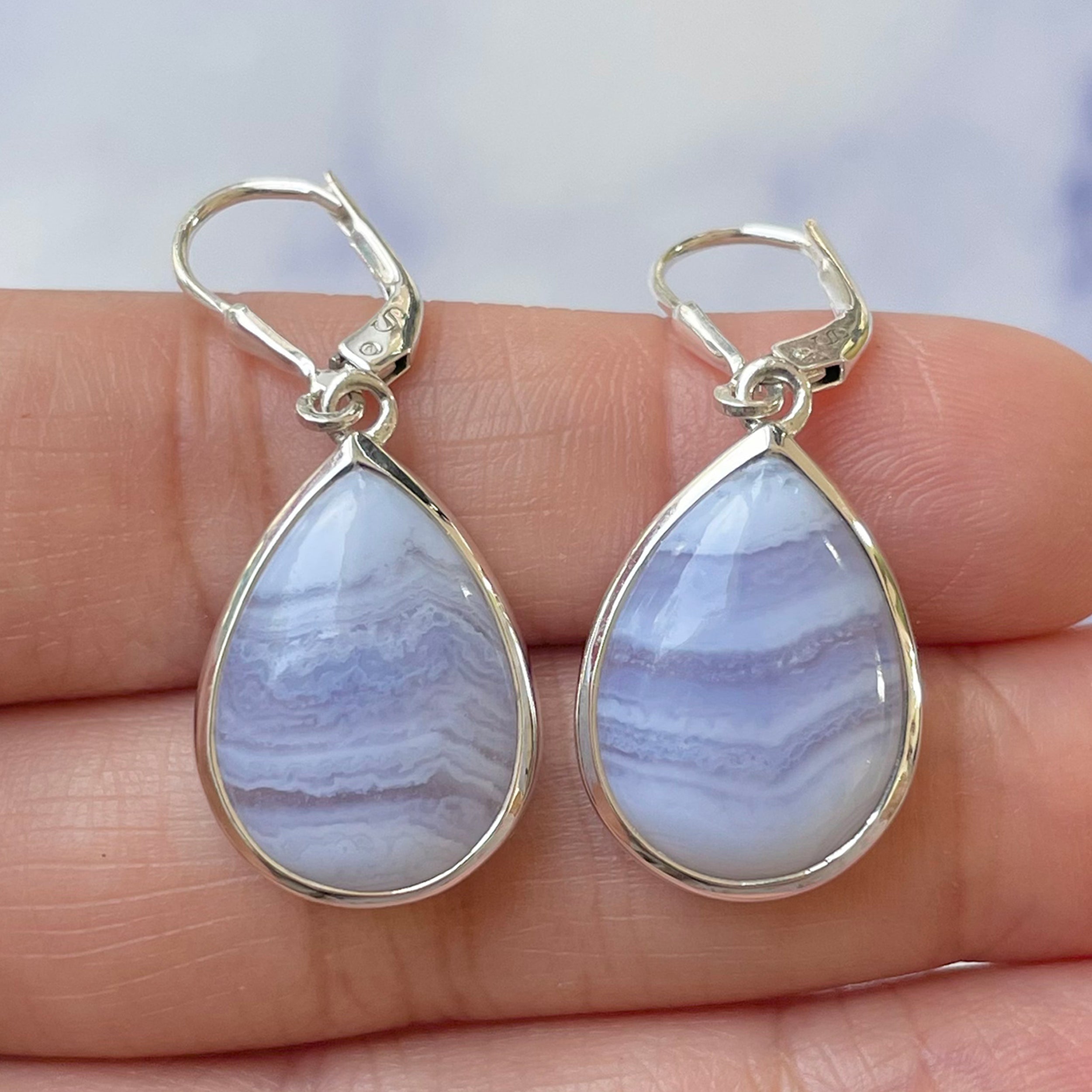 Blue Lace Agate Earring-(BLA-E-8.)