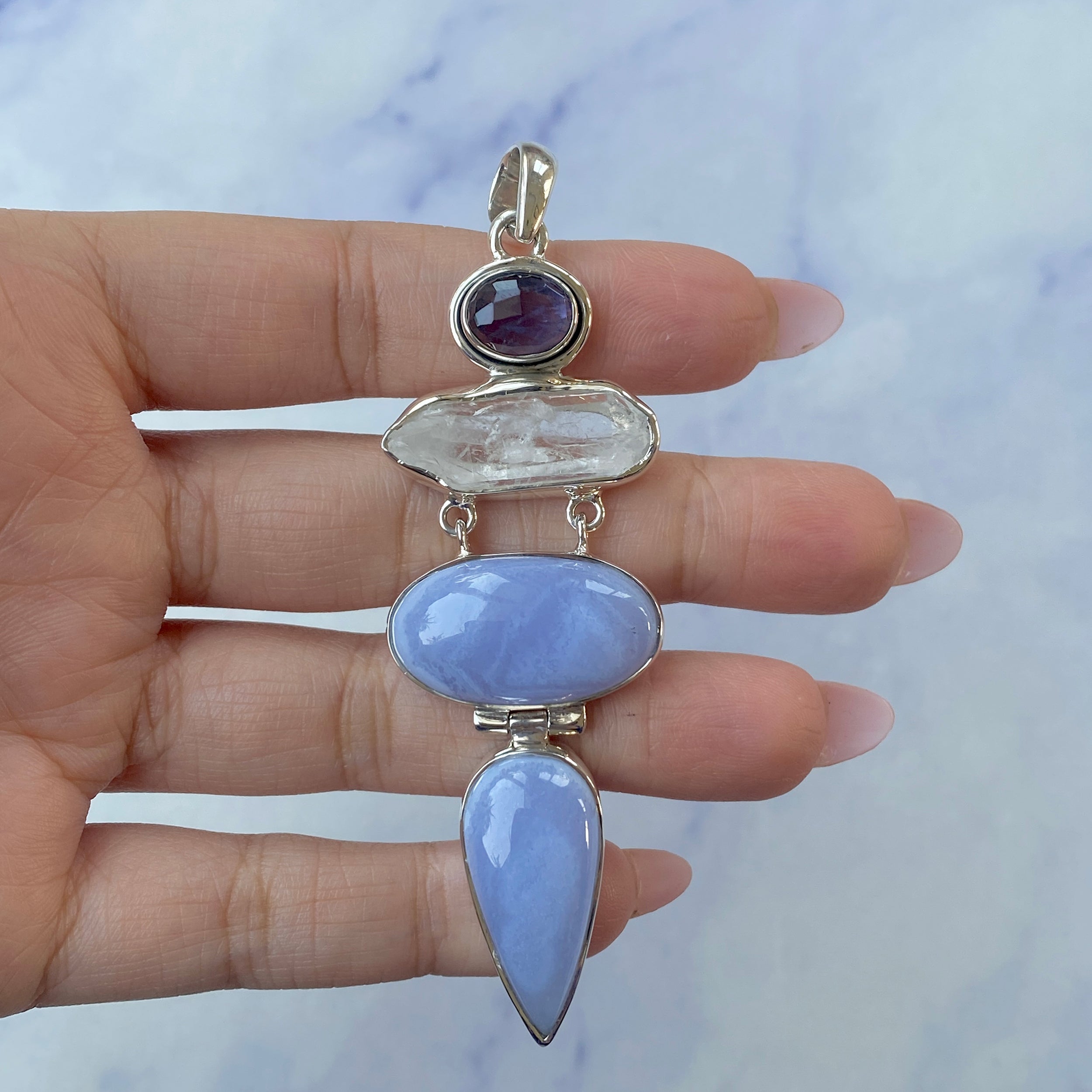Blue Lace Agate Pendant-(BLA-P-44.)