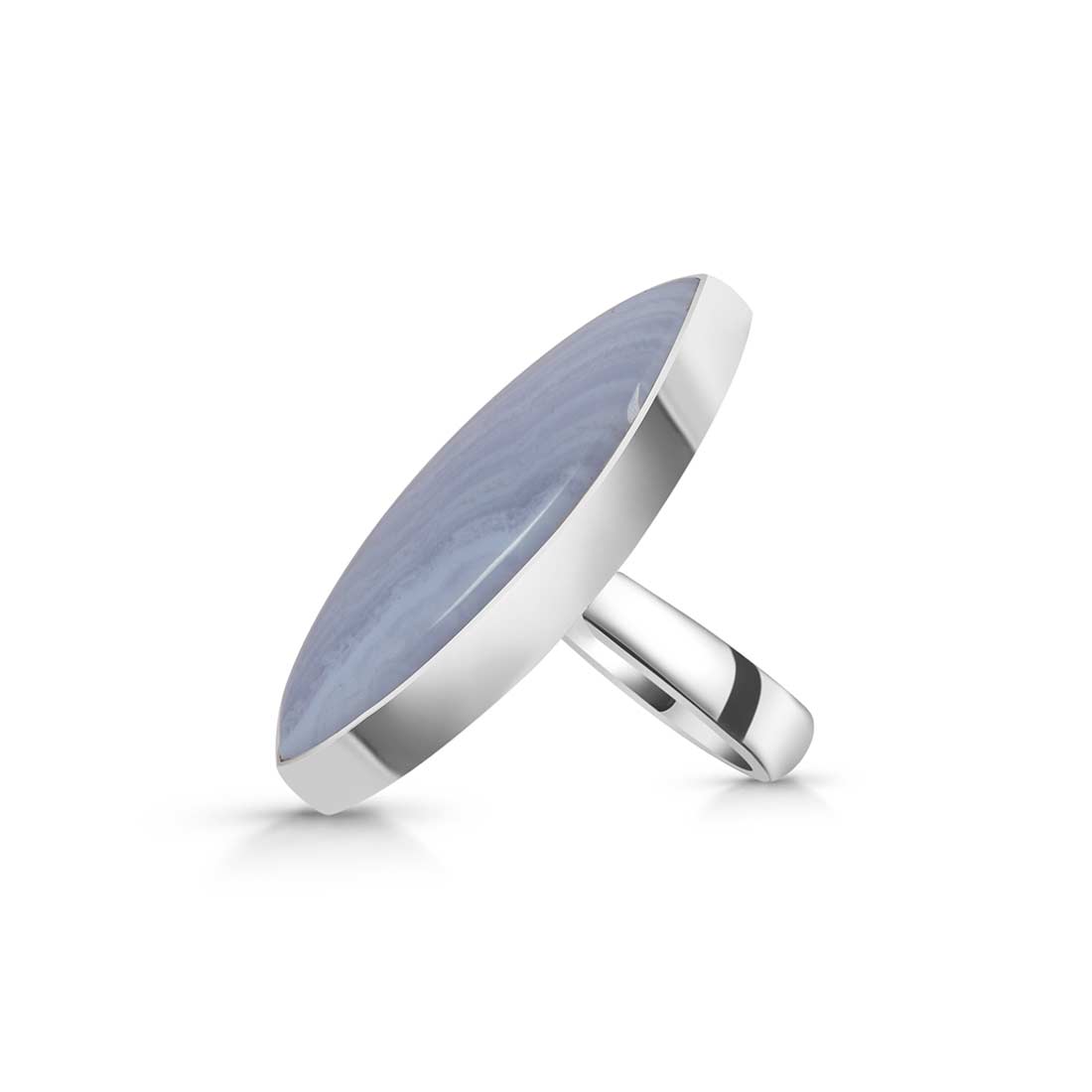 Blue Lace Agate Adjustable Ring-(BLA-R-42.)