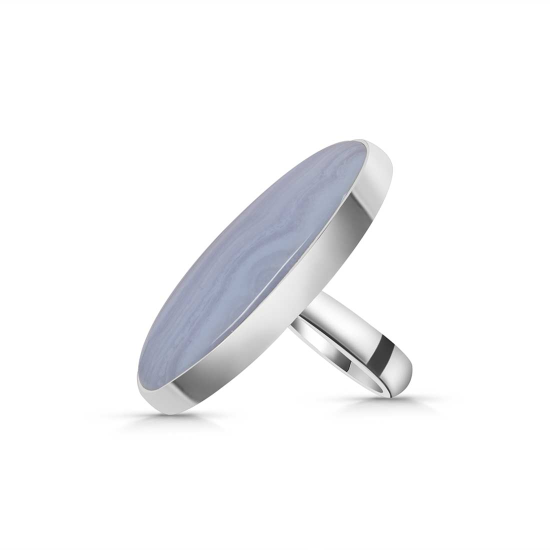 Blue Lace Agate Adjustable Ring-(BLA-R-51.)