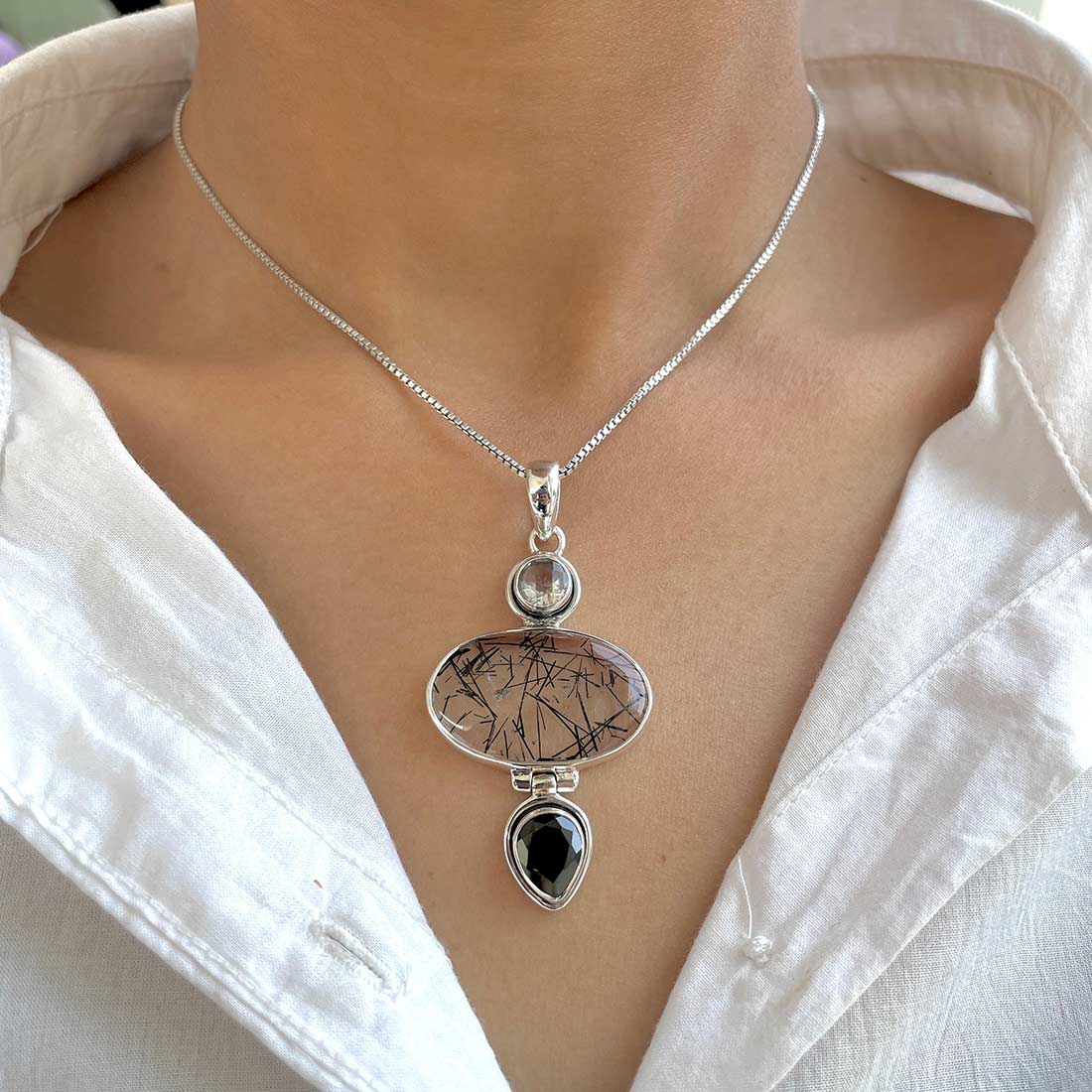 Black Rutile Pendant-(BLR-P-42.)