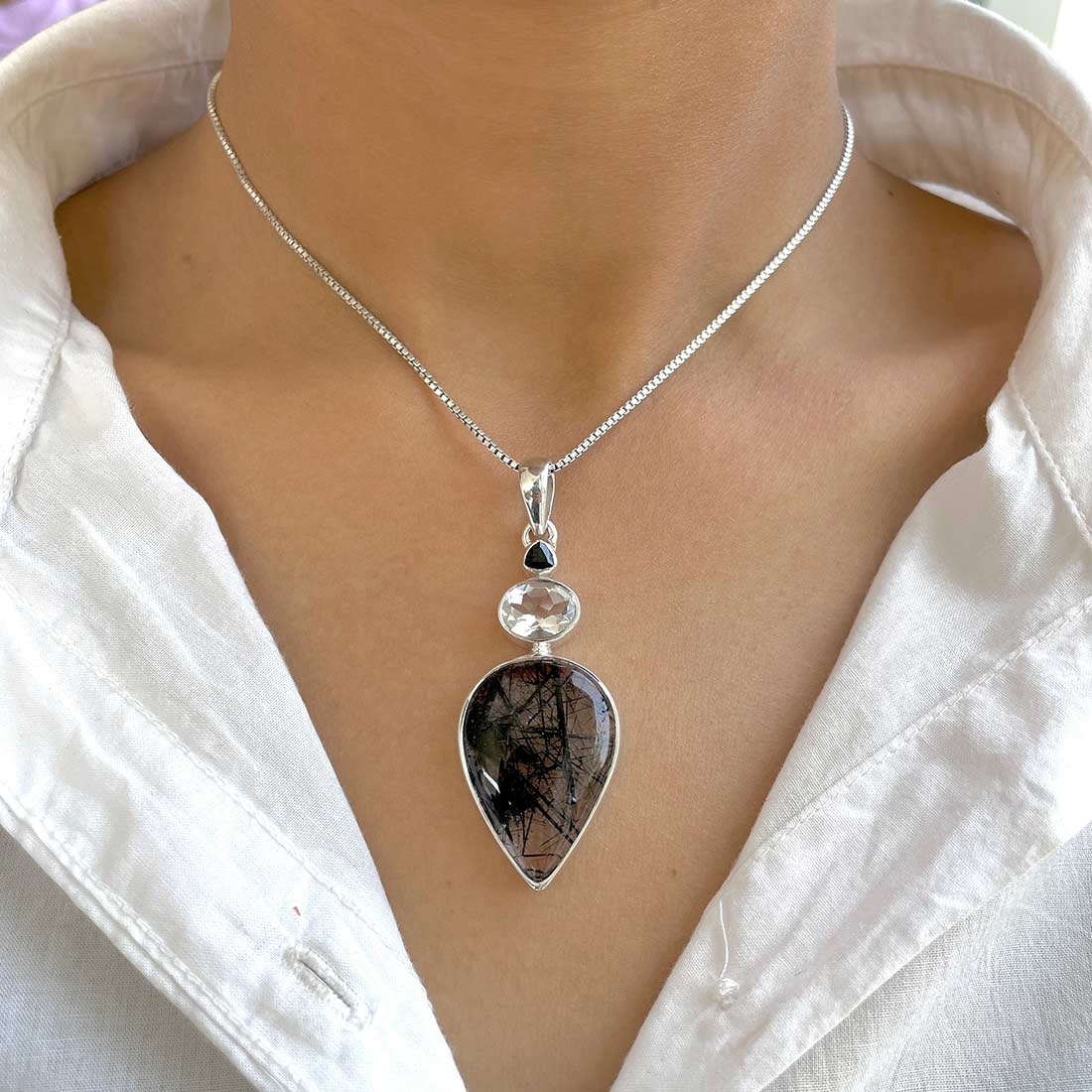 Black Rutile Pendant-(BLR-P-45.)