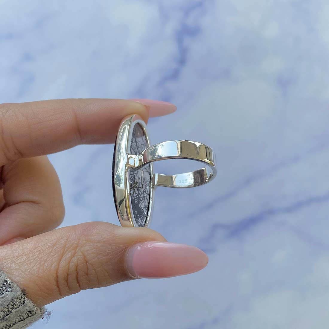 Black Rutile Ring Size 9-(BLR-R-11.)