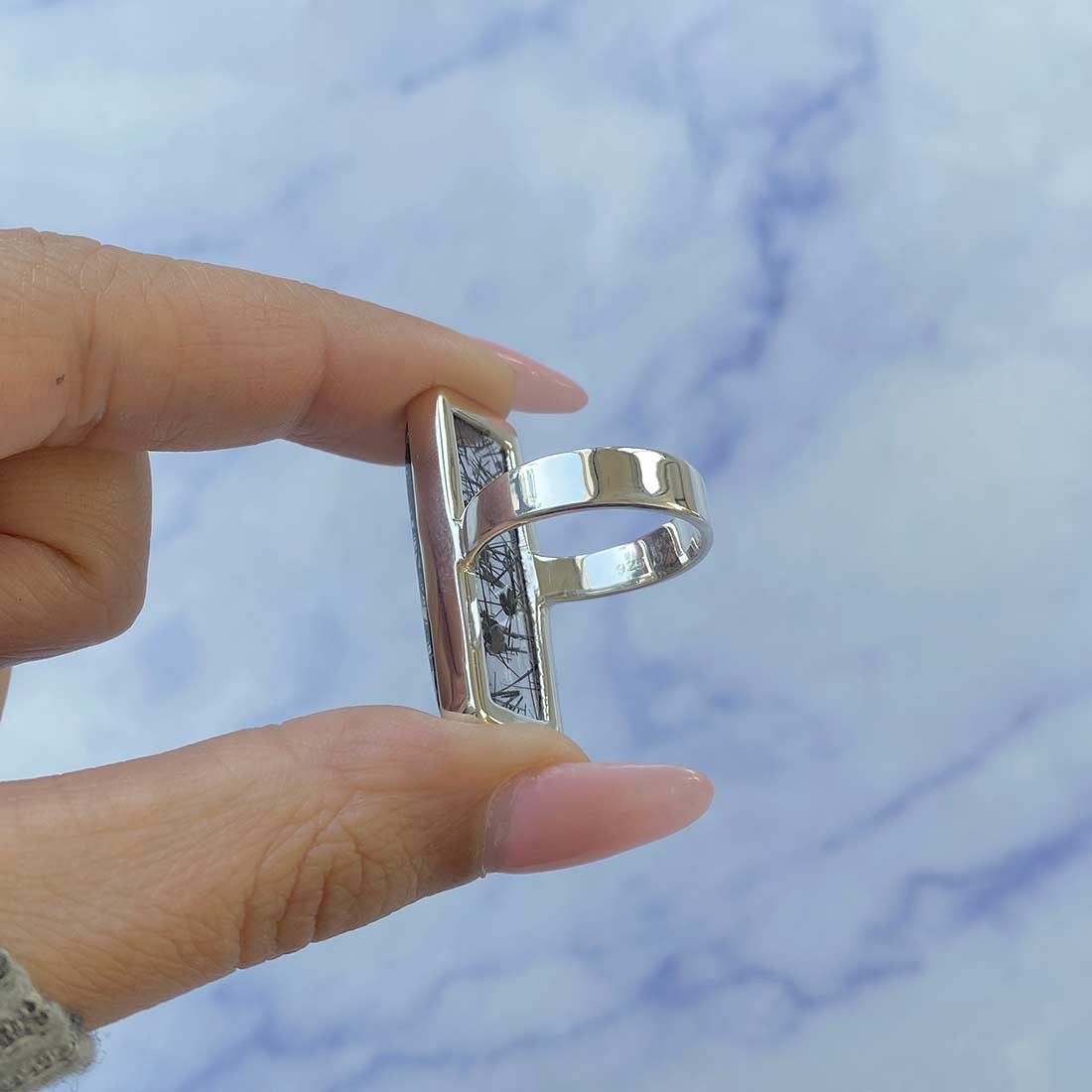 Black Rutile Ring Size 8-(BLR-R-12.)