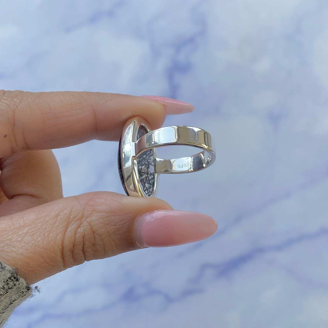 Black Rutile Ring Size 8-(BLR-R-14.)