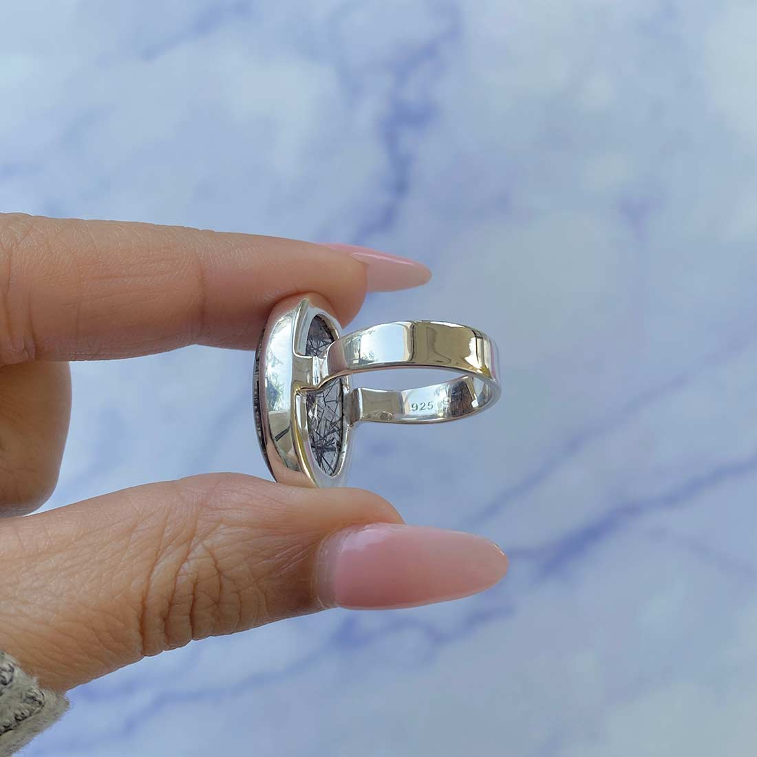 Black Rutile Ring Size 7-(BLR-R-17.)