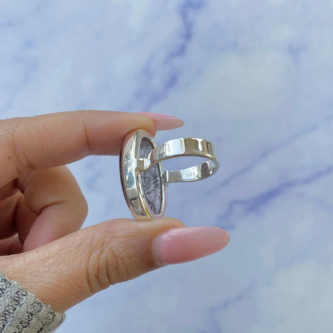 Black Rutile Ring Size 7-(BLR-R-20.)