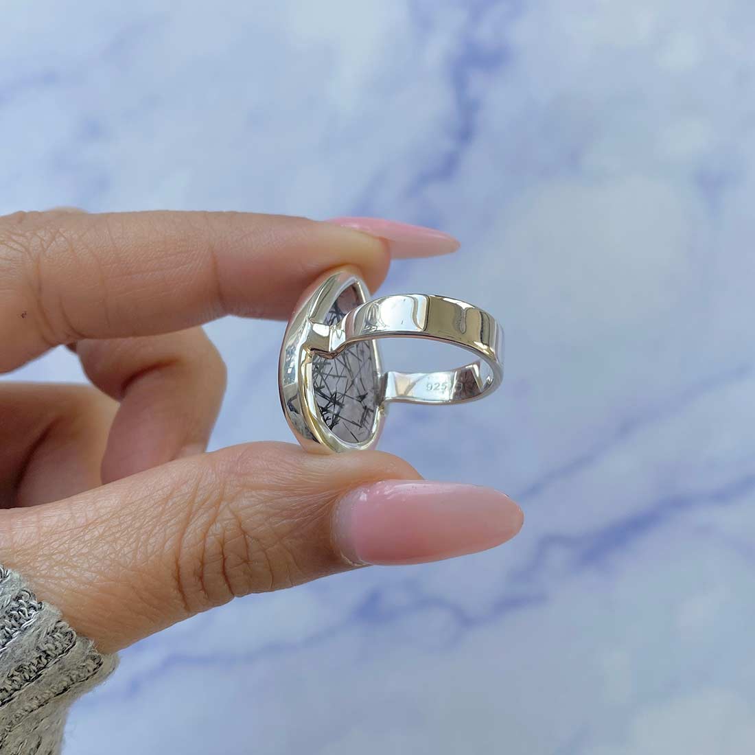 Black Rutile Ring Size 6-(BLR-R-21.)