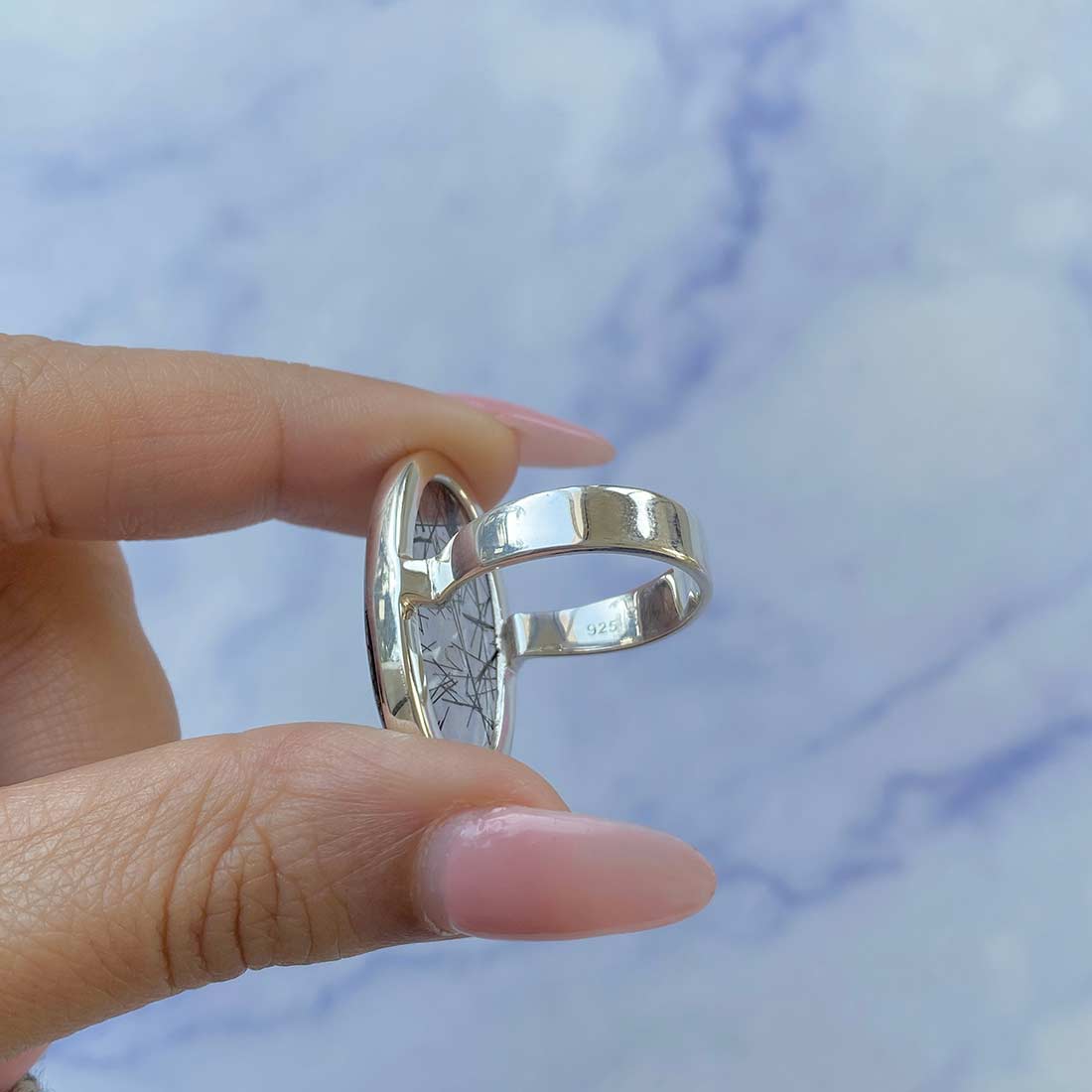 Black Rutile Ring Size 8-(BLR-R-26.)