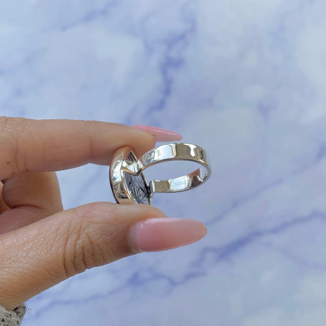 Black Rutile Ring Size 9-(BLR-R-27.)