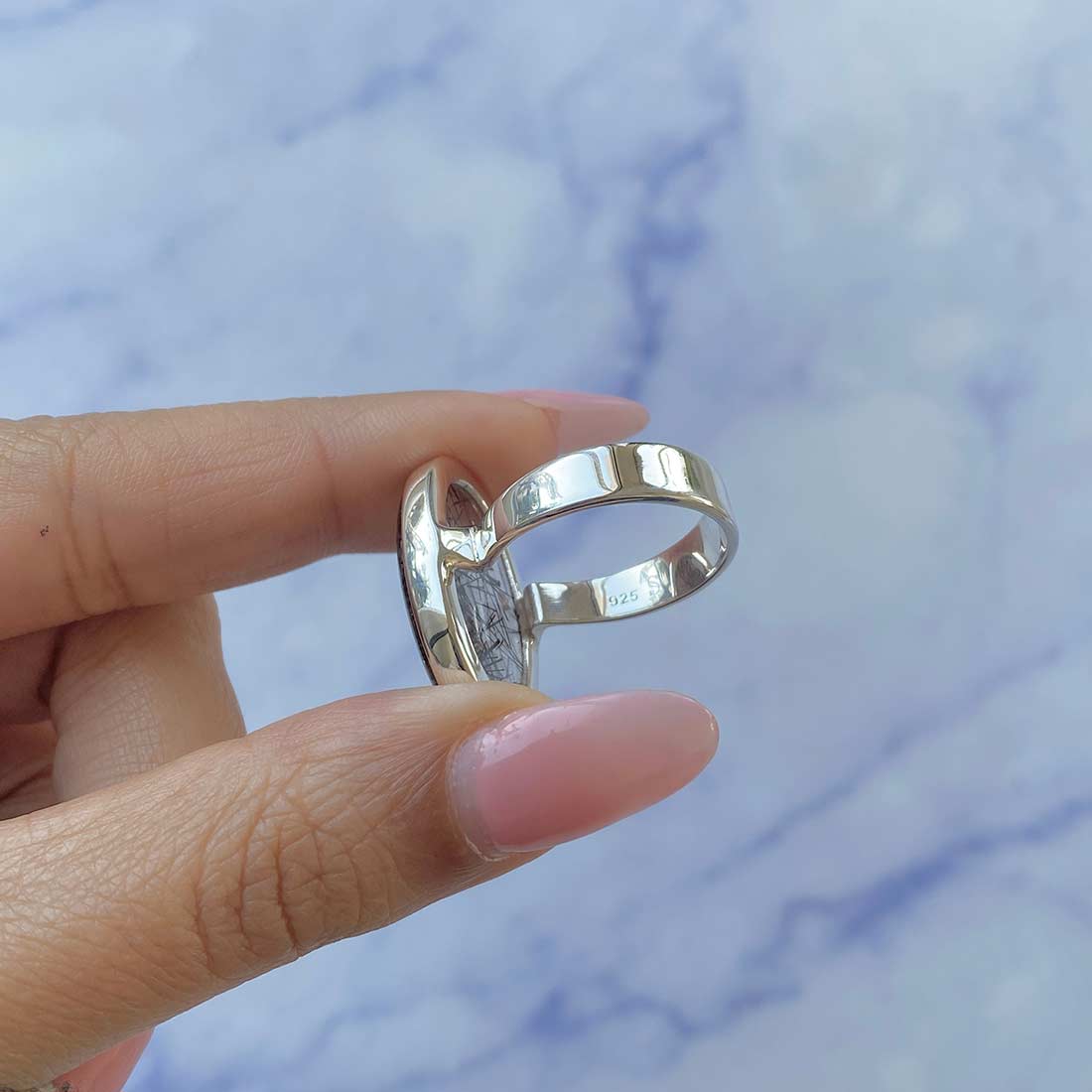 Black Rutile Ring Size 8-(BLR-R-29.)