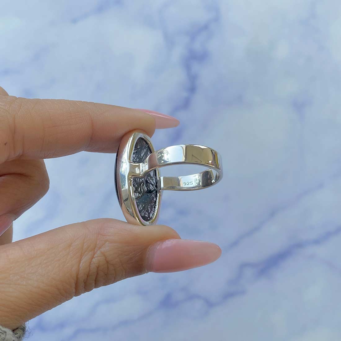 Black Rutile Ring Size 8-(BLR-R-31.)