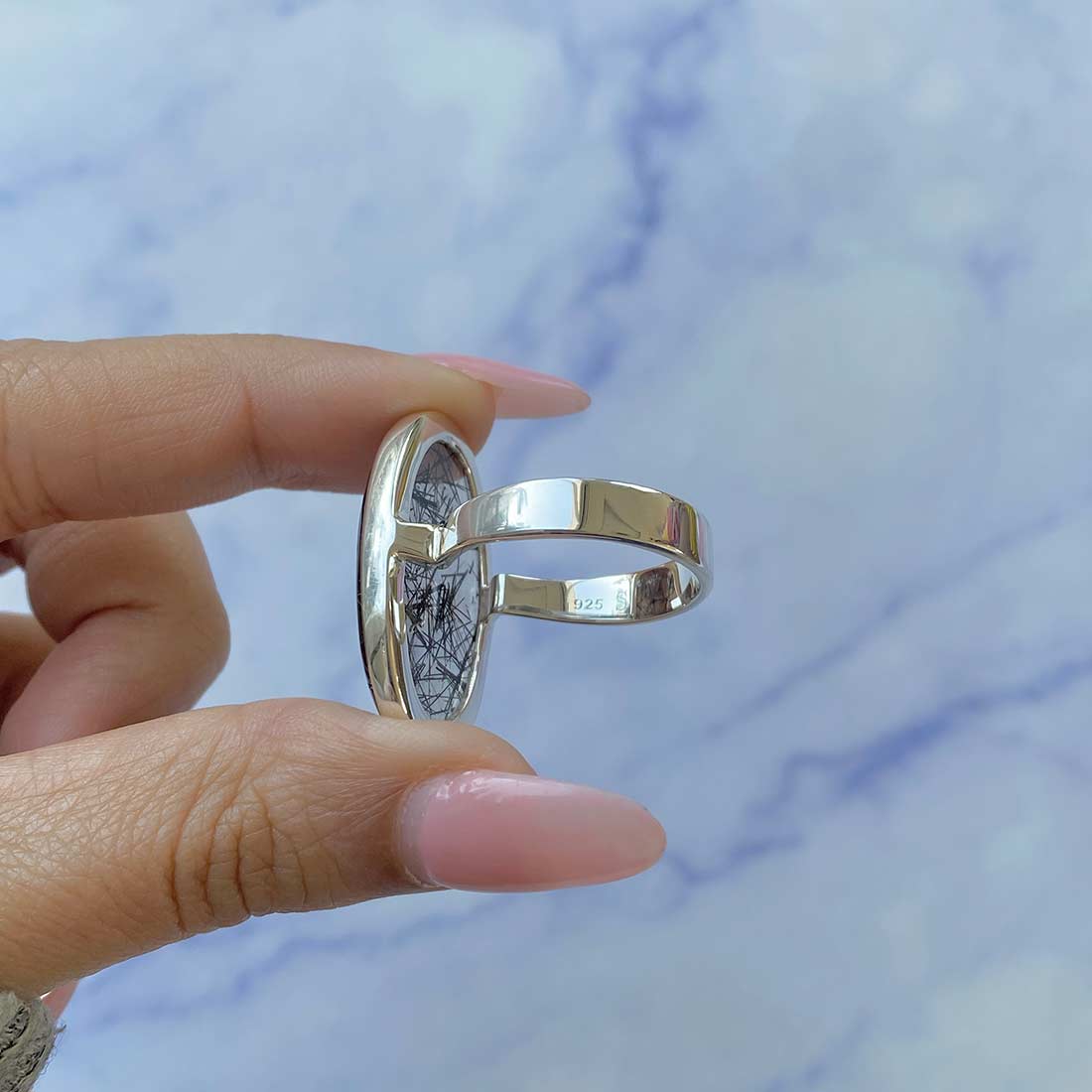 Black Rutile Ring Size 10-(BLR-R-32.)