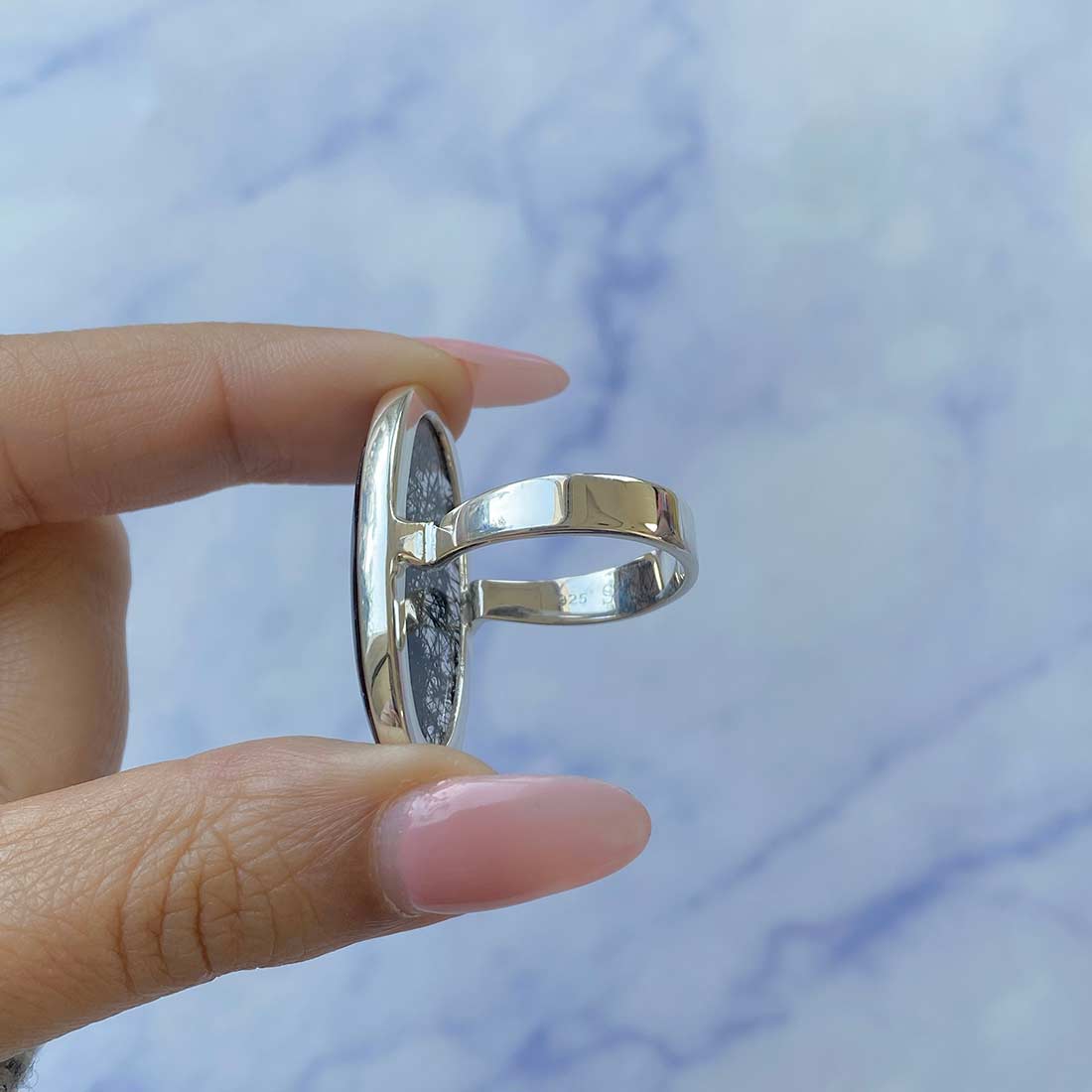 Black Rutile Ring Size 9-(BLR-R-33.)