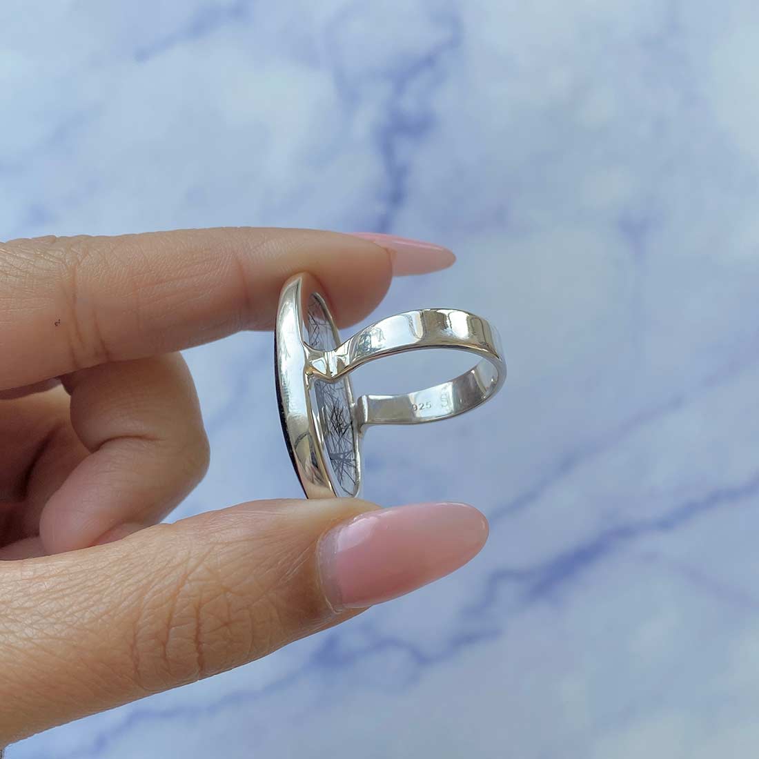 Black Rutile Ring Size 9-(BLR-R-34.)