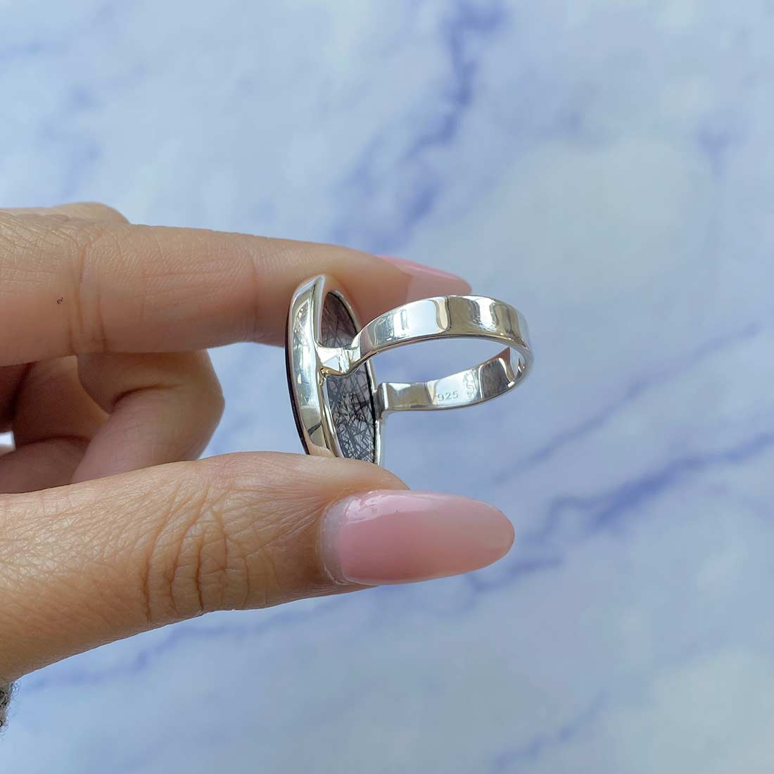 Black Rutile Ring Size 9-(BLR-R-35.)