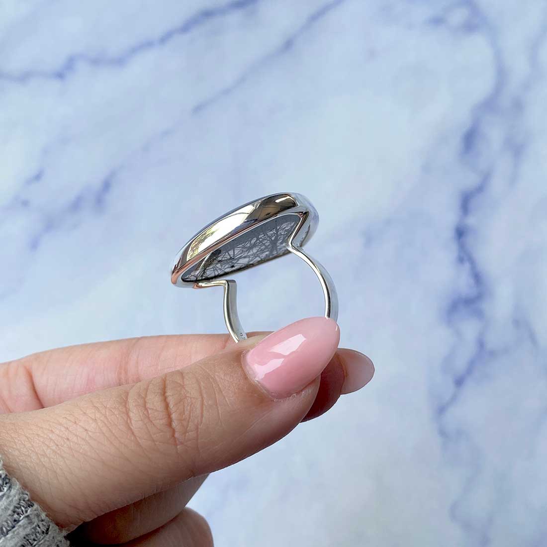 Black Rutile Ring Size 9-(BLR-R-36.)