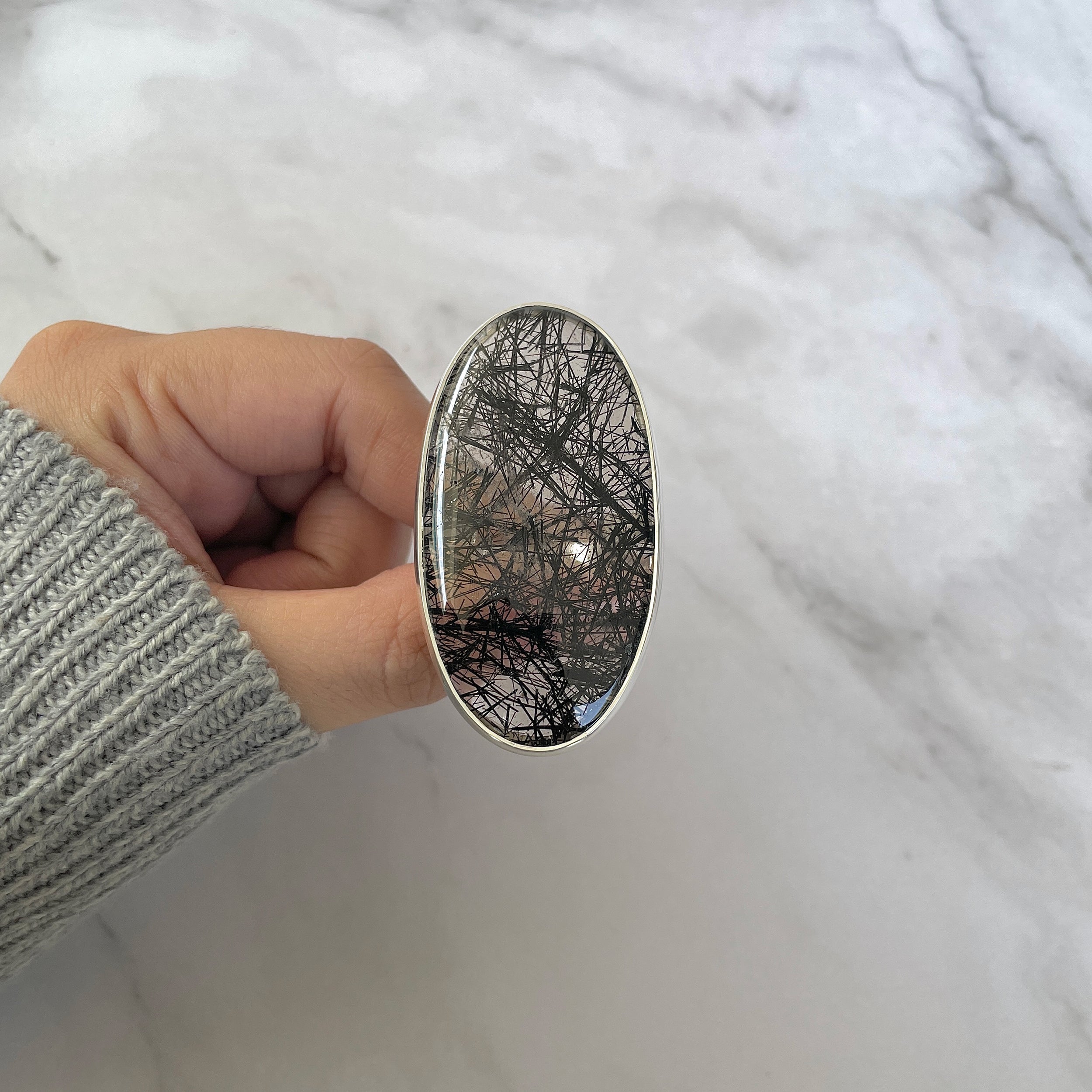 Black Rutile Ring Size 9-(BLR-R-41.)