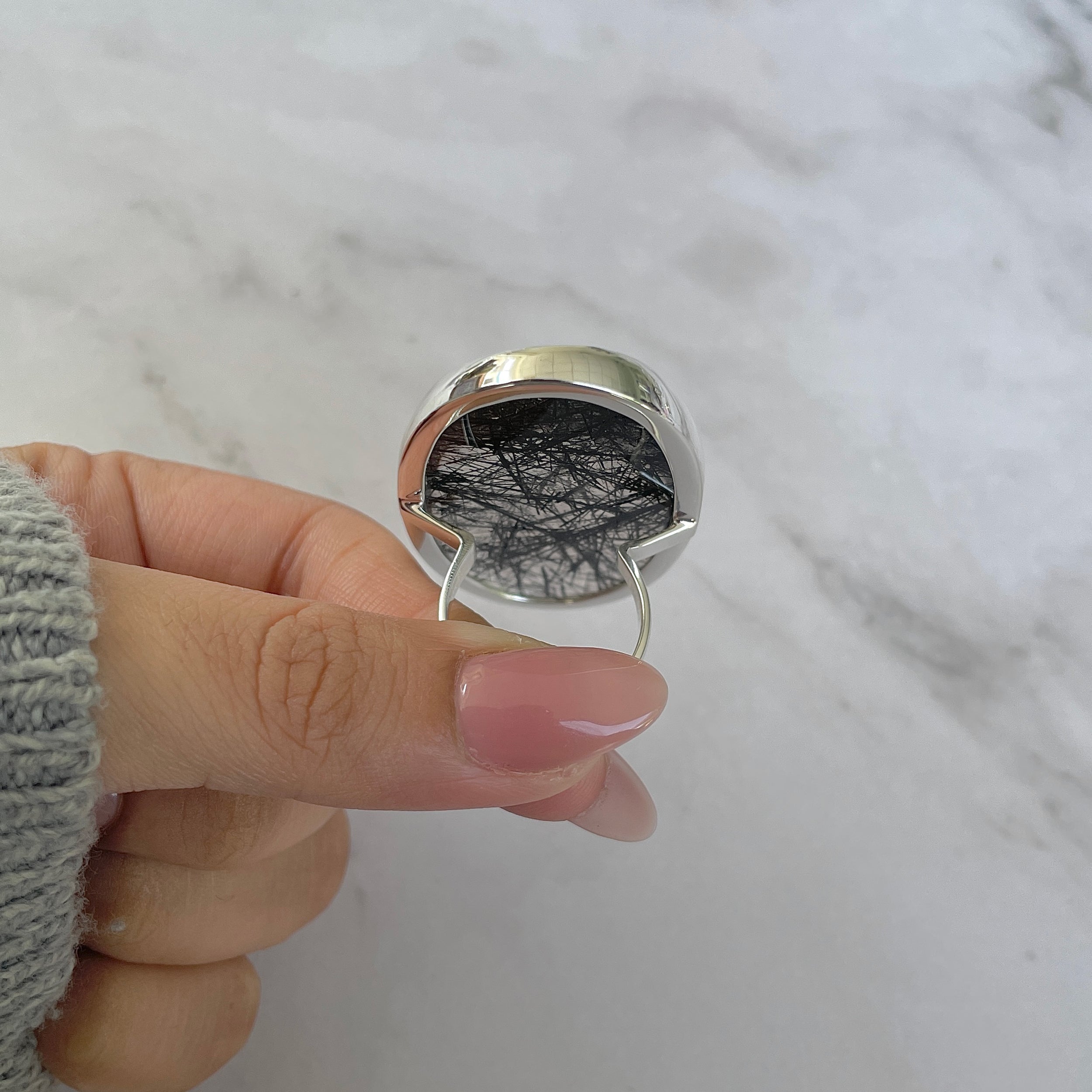 Black Rutile Ring Size 9-(BLR-R-41.)