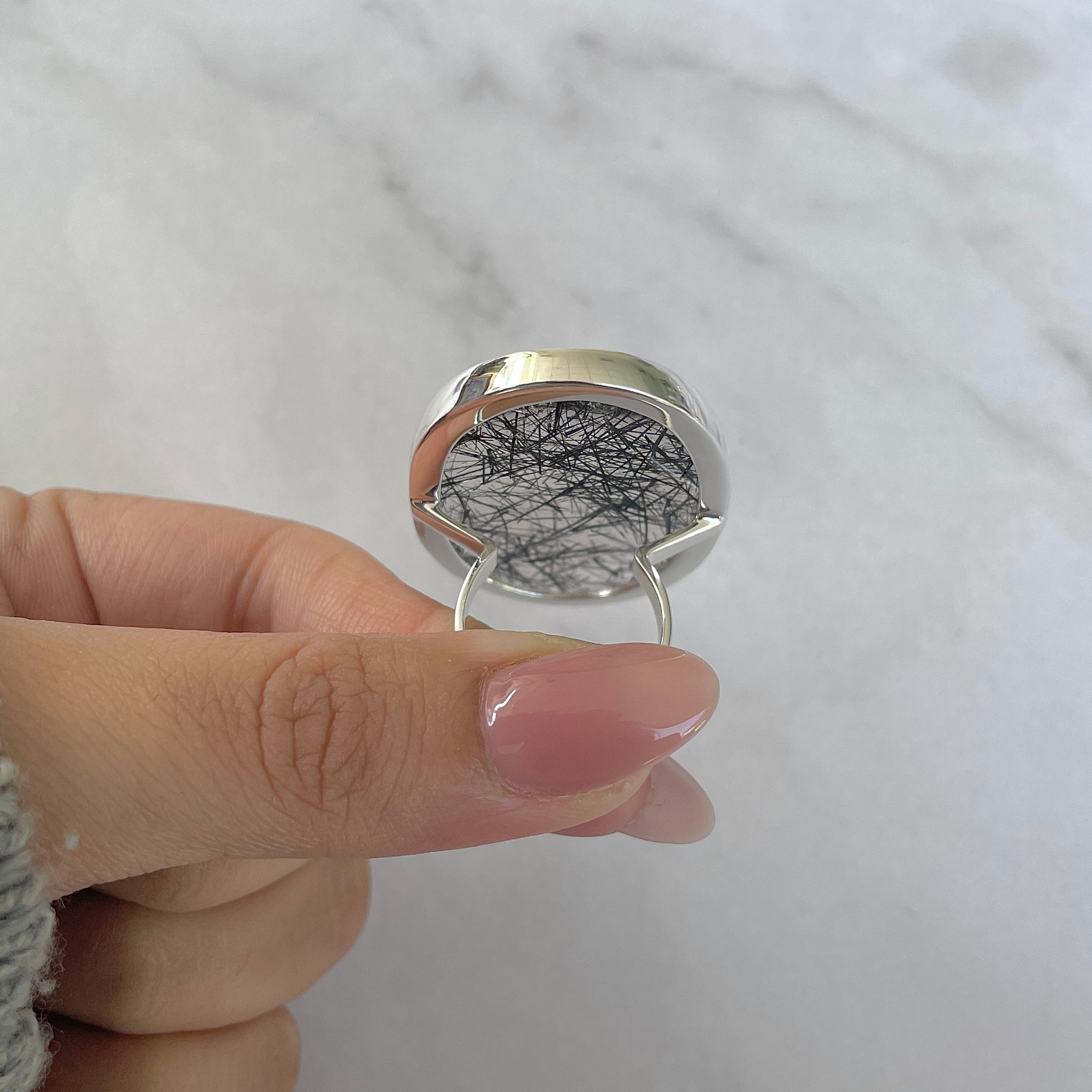 Black Rutile Ring Size 7-(BLR-R-43.)
