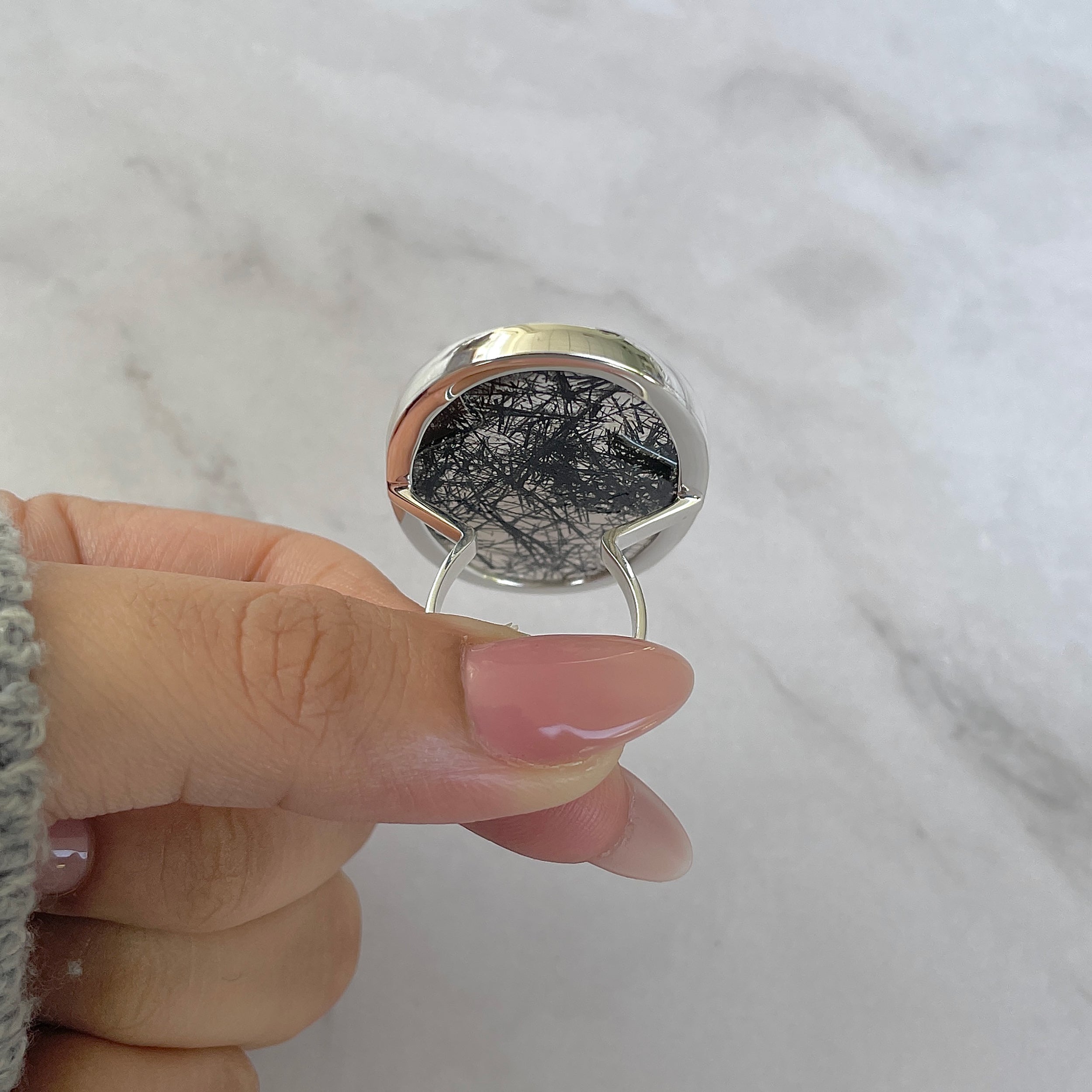 Black Rutile Ring Size 7-(BLR-R-45.)