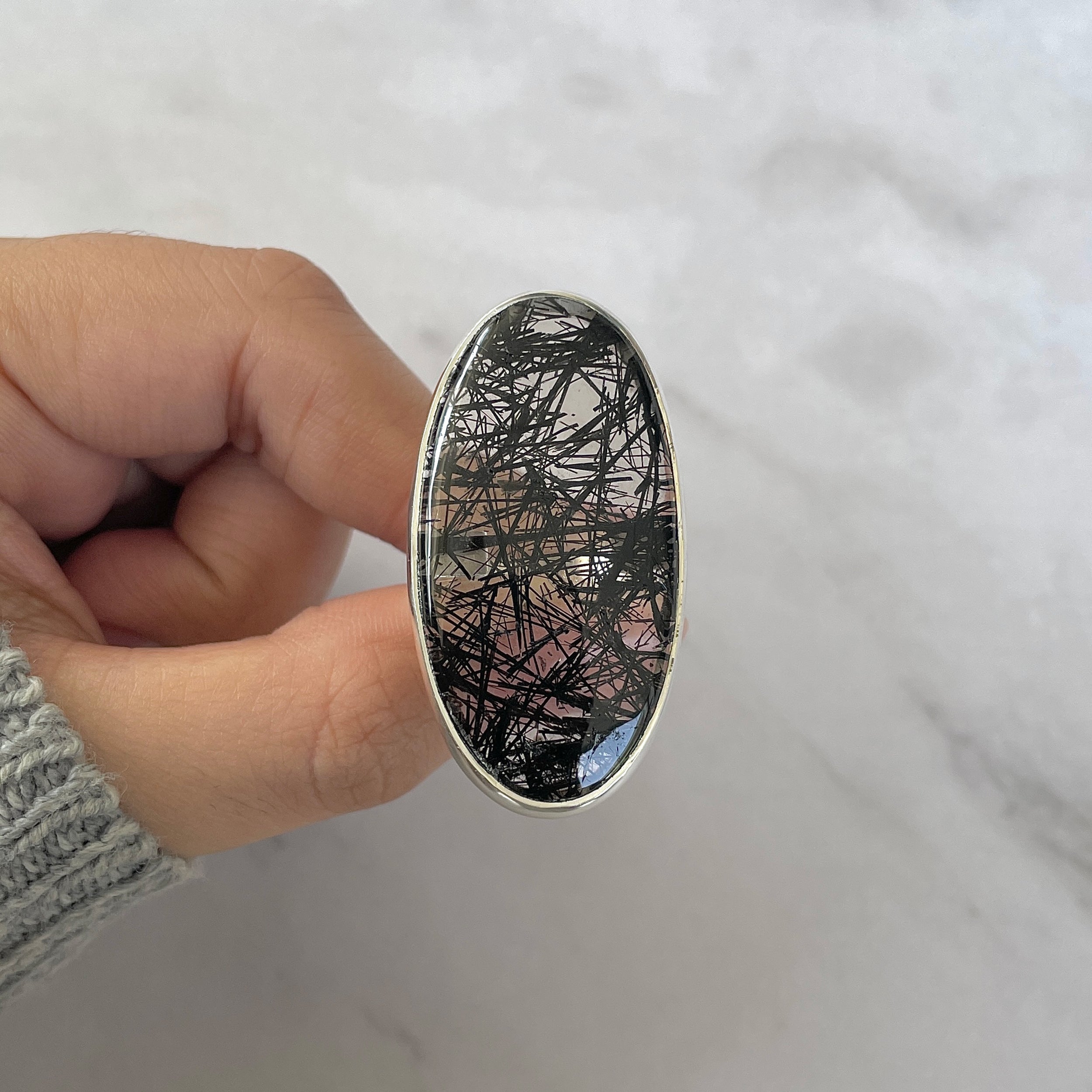 Black Rutile Ring Size 8-(BLR-R-47.)