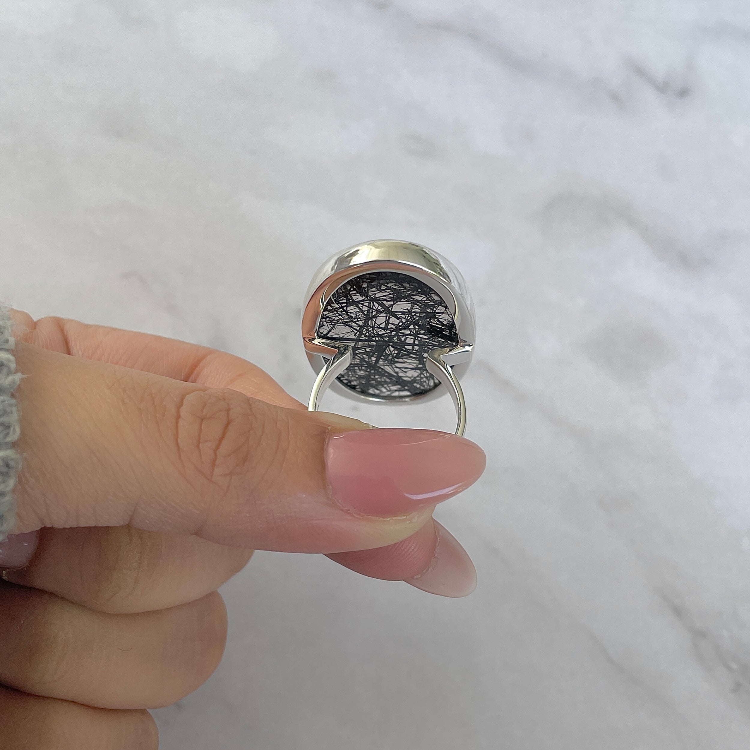 Black Rutile Ring Size 8-(BLR-R-47.)
