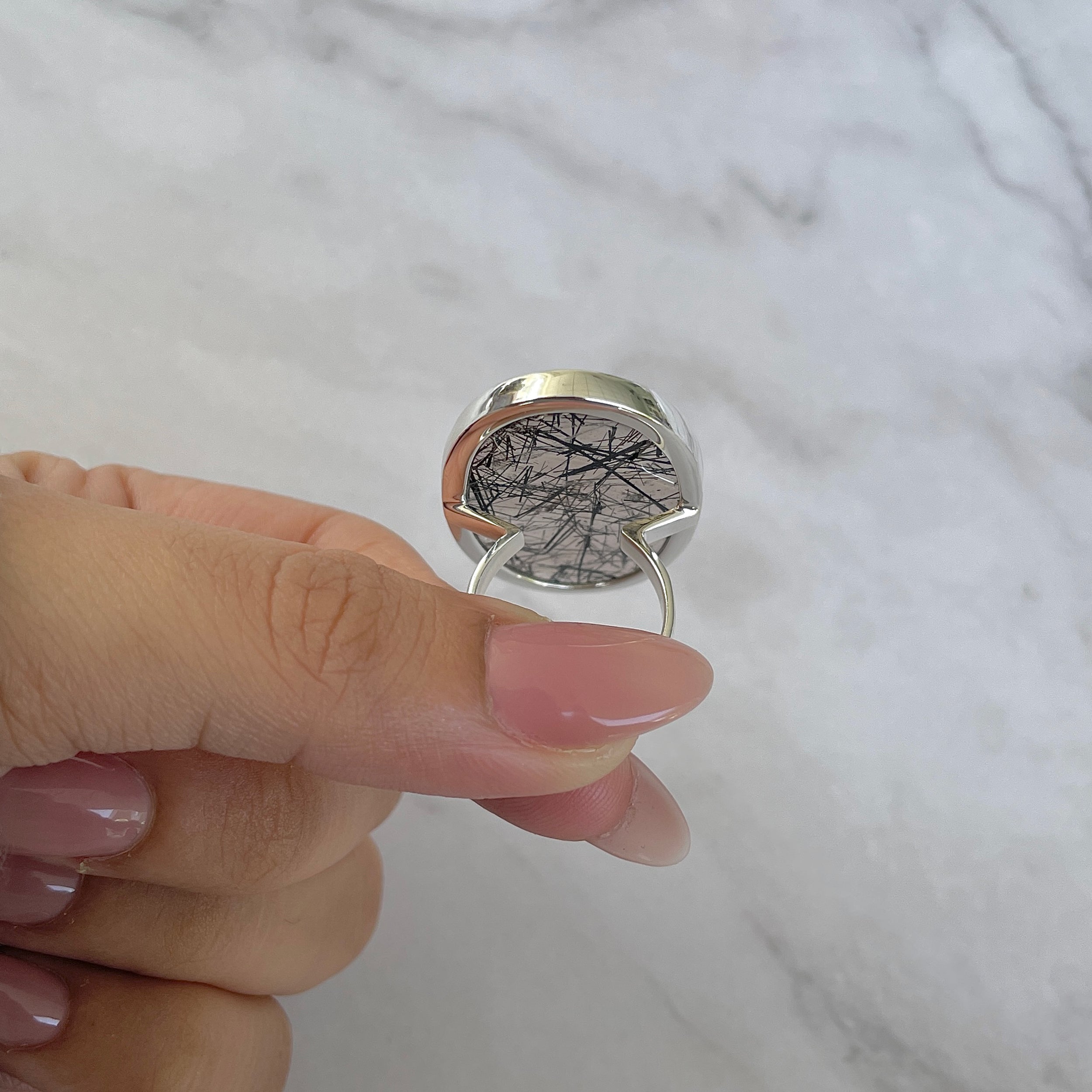 Black Rutile Ring Size 6-(BLR-R-48.)