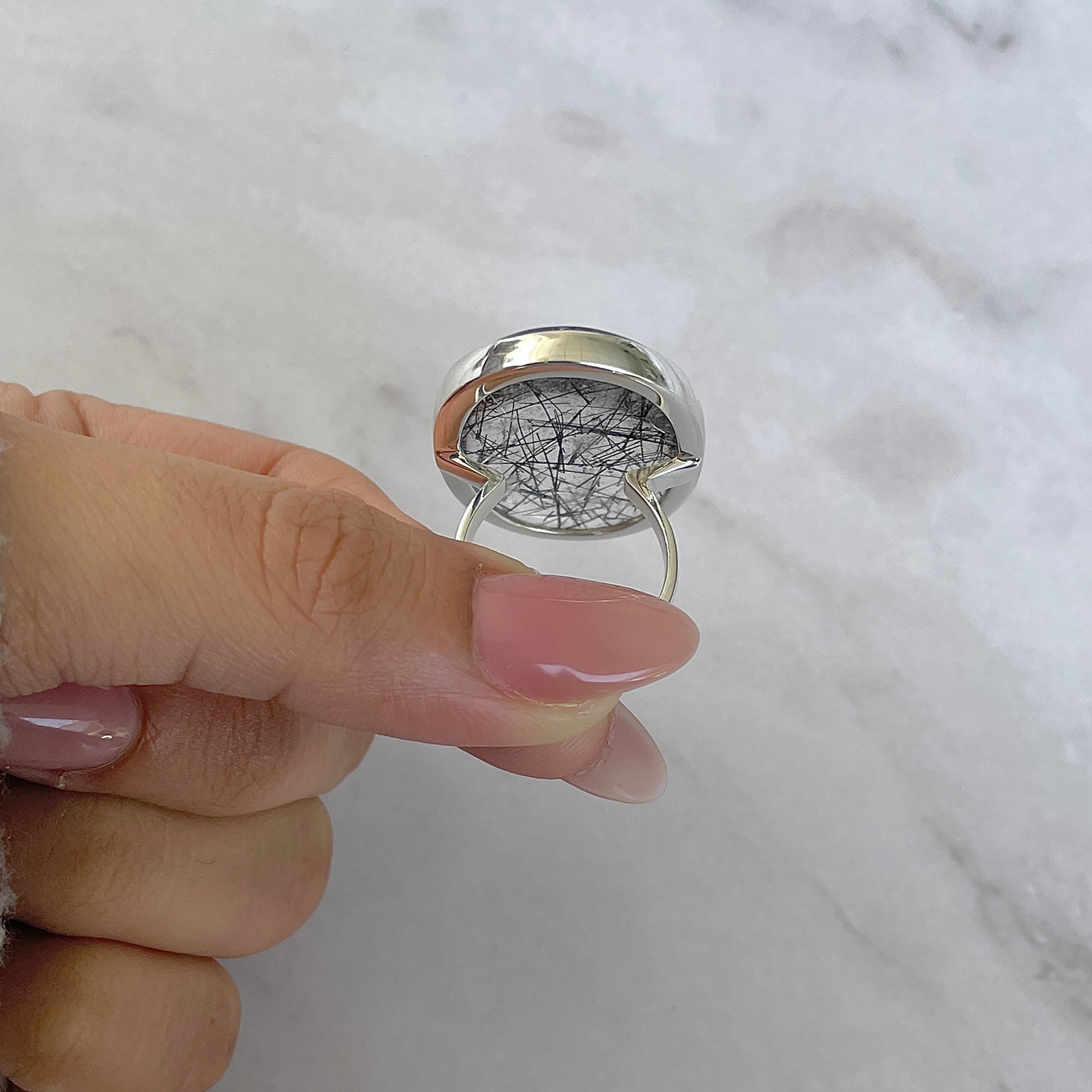 Black Rutile Ring Size 7-(BLR-R-49.)