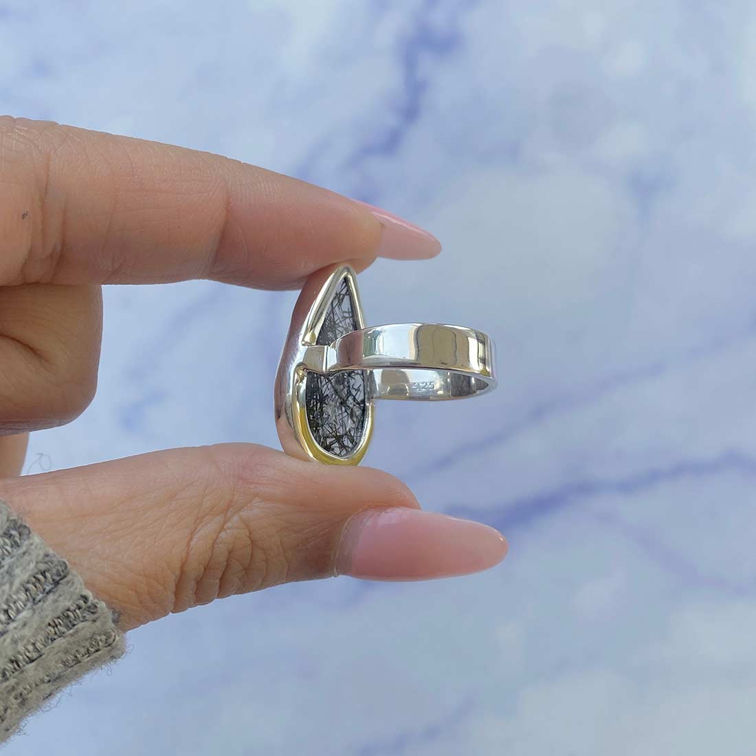 Black Rutile Ring Size 6-(BLR-R-5.)