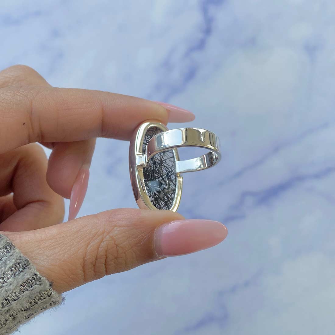 Black Rutile Ring Size 8-(BLR-R-9.)