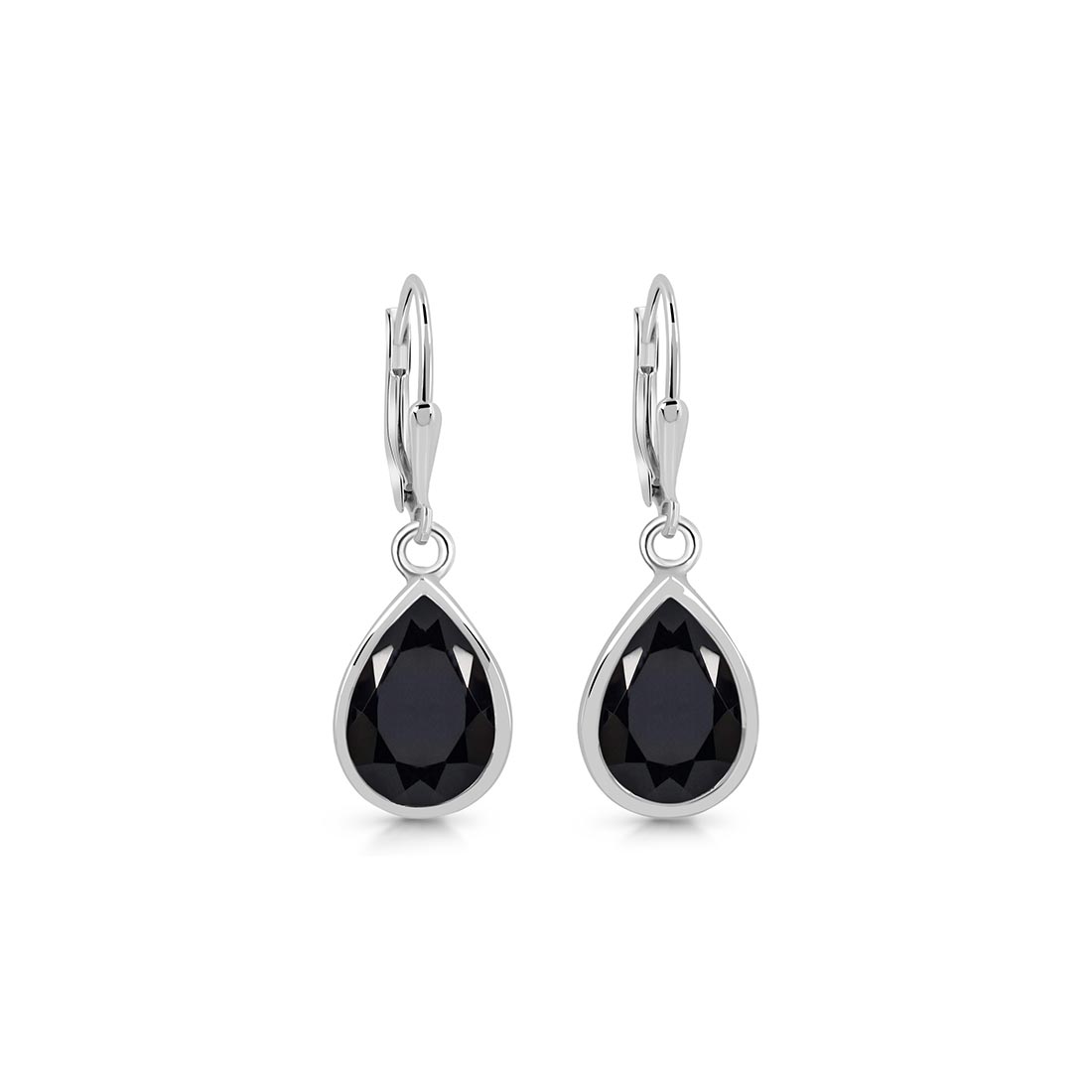 Black Tourmaline Leverback Earring-(BLS-SE-1252.)