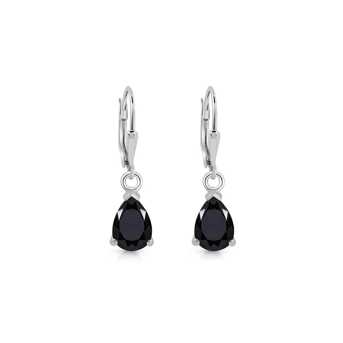 Black Tourmaline Leverback Earring-(BLS-SE-676.)
