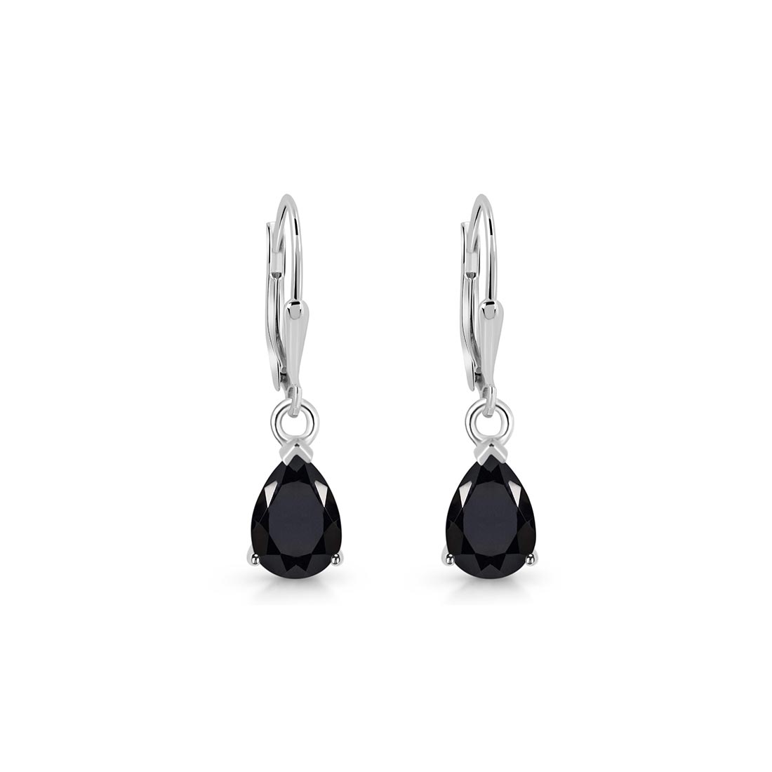 Black Tourmaline Leverback Earring-(BLS-SE-677.)