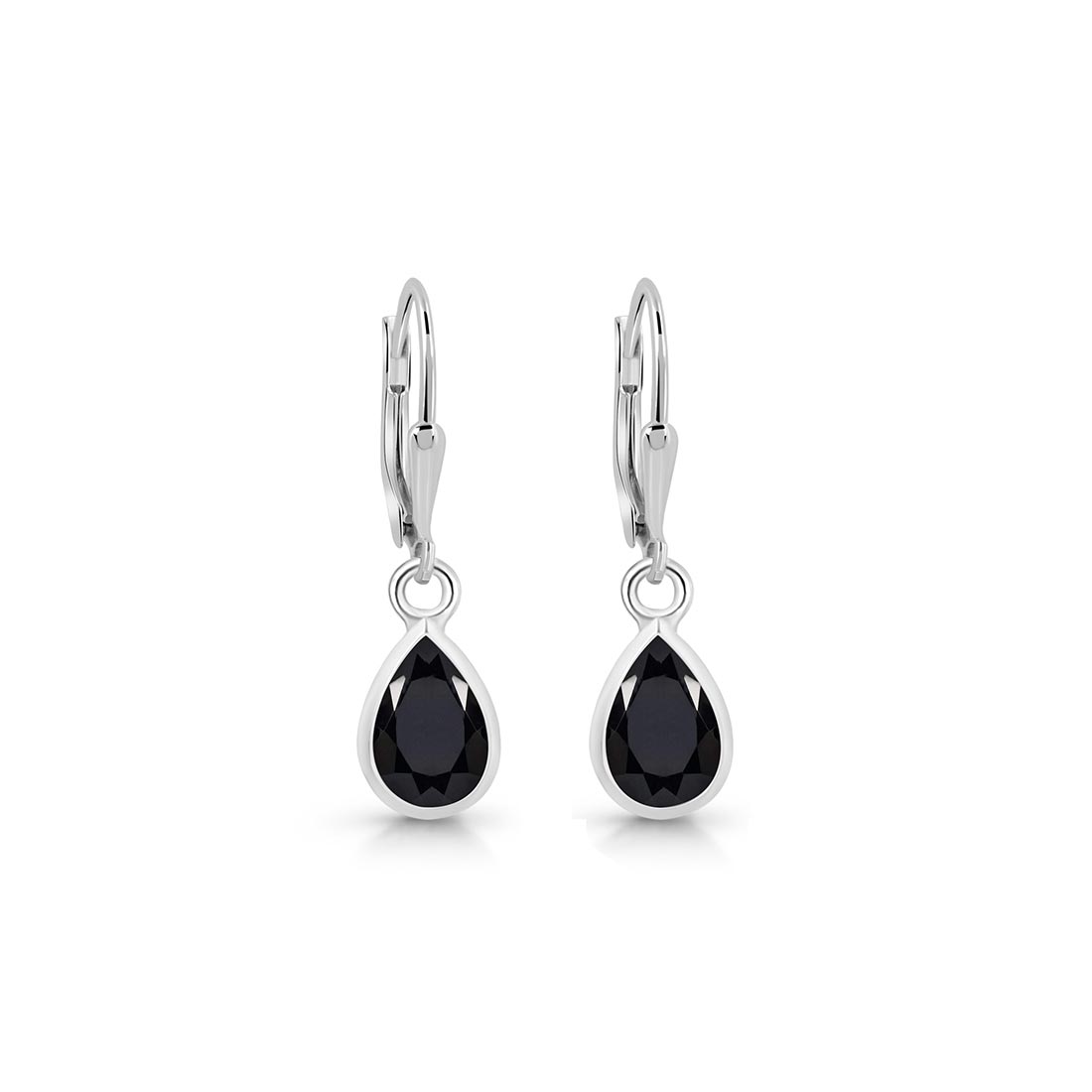 Black Tourmaline Leverback Earring-(BLS-SE-679.)