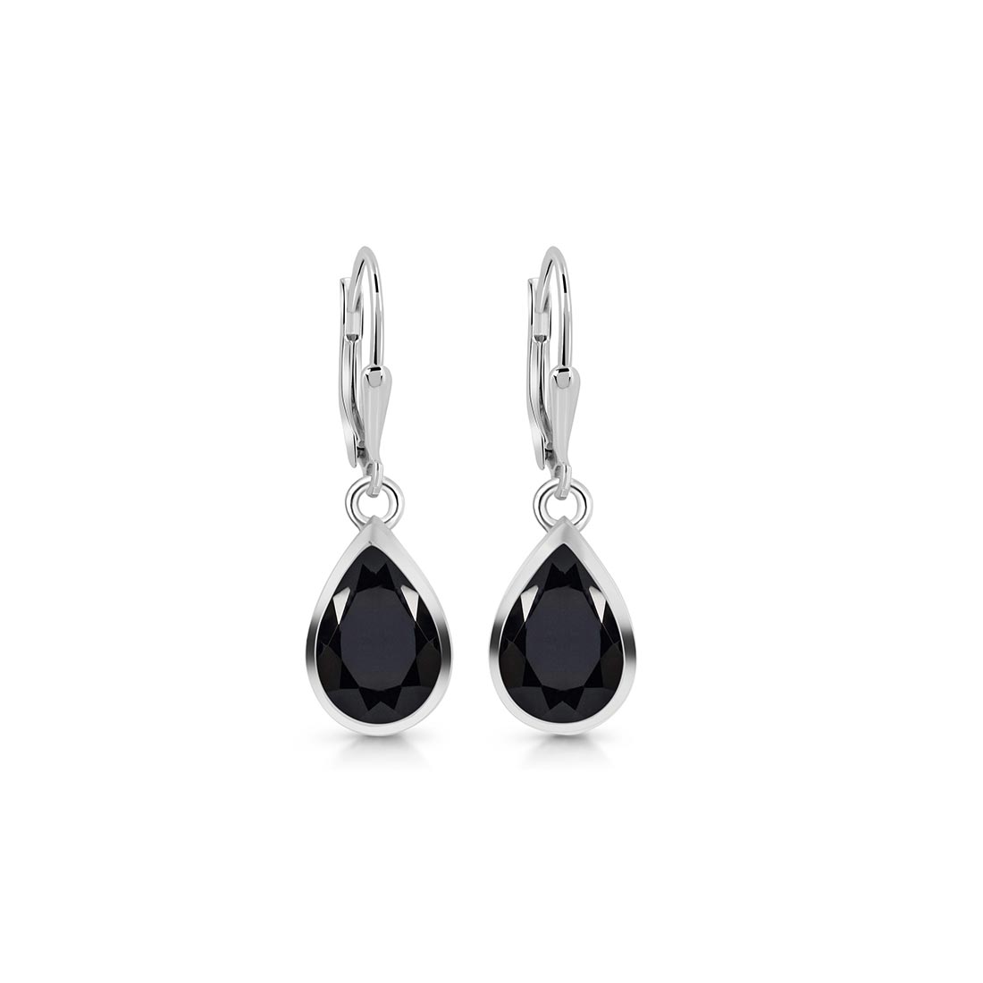 Black Tourmaline Leverback Earring-(BLS-SE-707.)