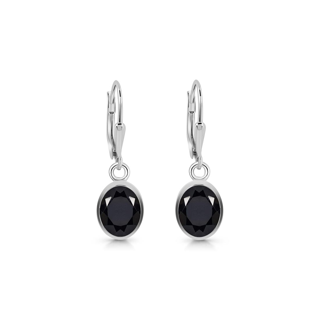 Black Tourmaline Leverback Earring-(BLS-SE-998.)
