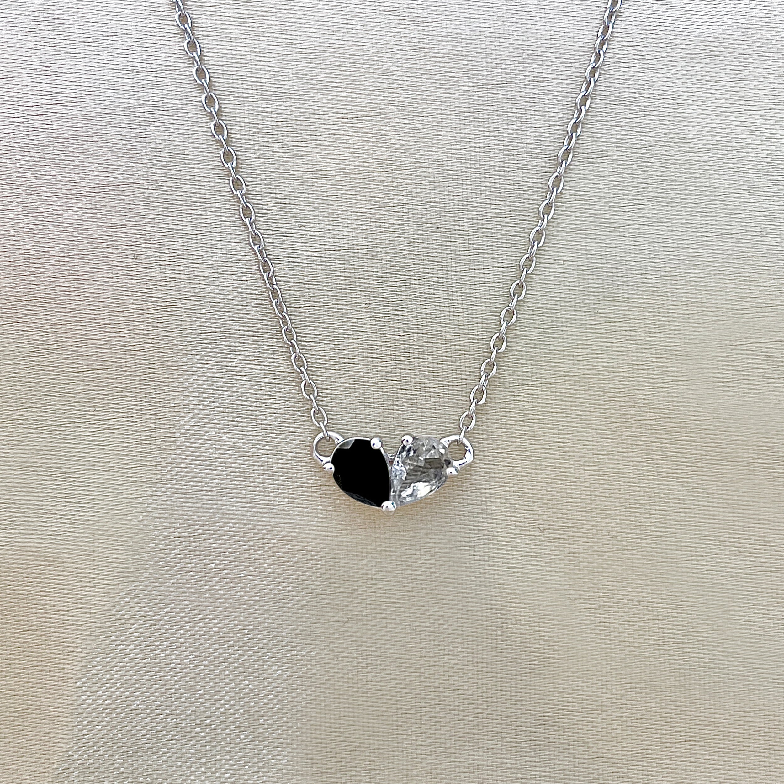 Black Tourmaline & White Topaz Necklace-(BLS-SN-584.)