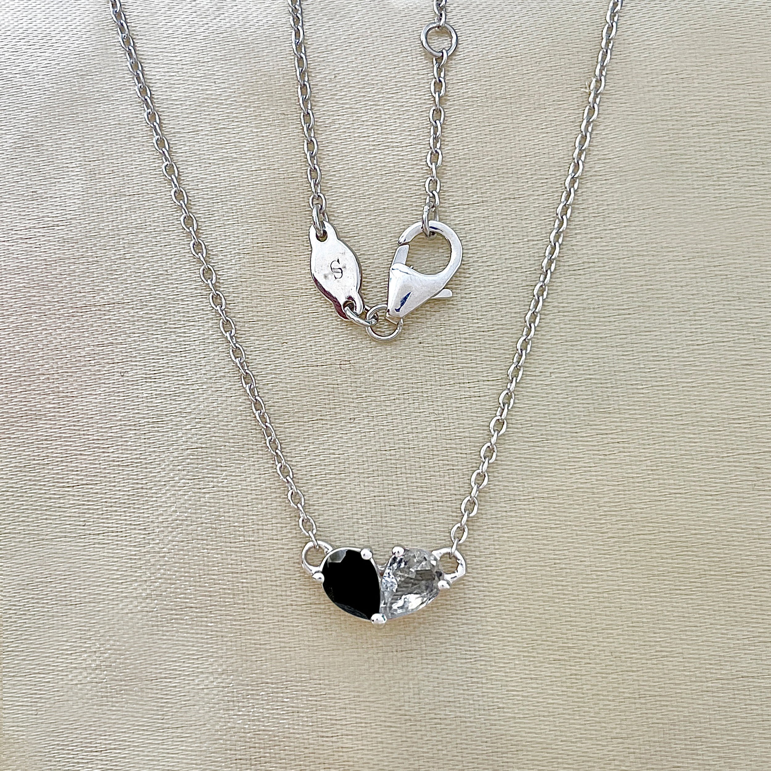 Black Tourmaline & White Topaz Necklace-(BLS-SN-584.)