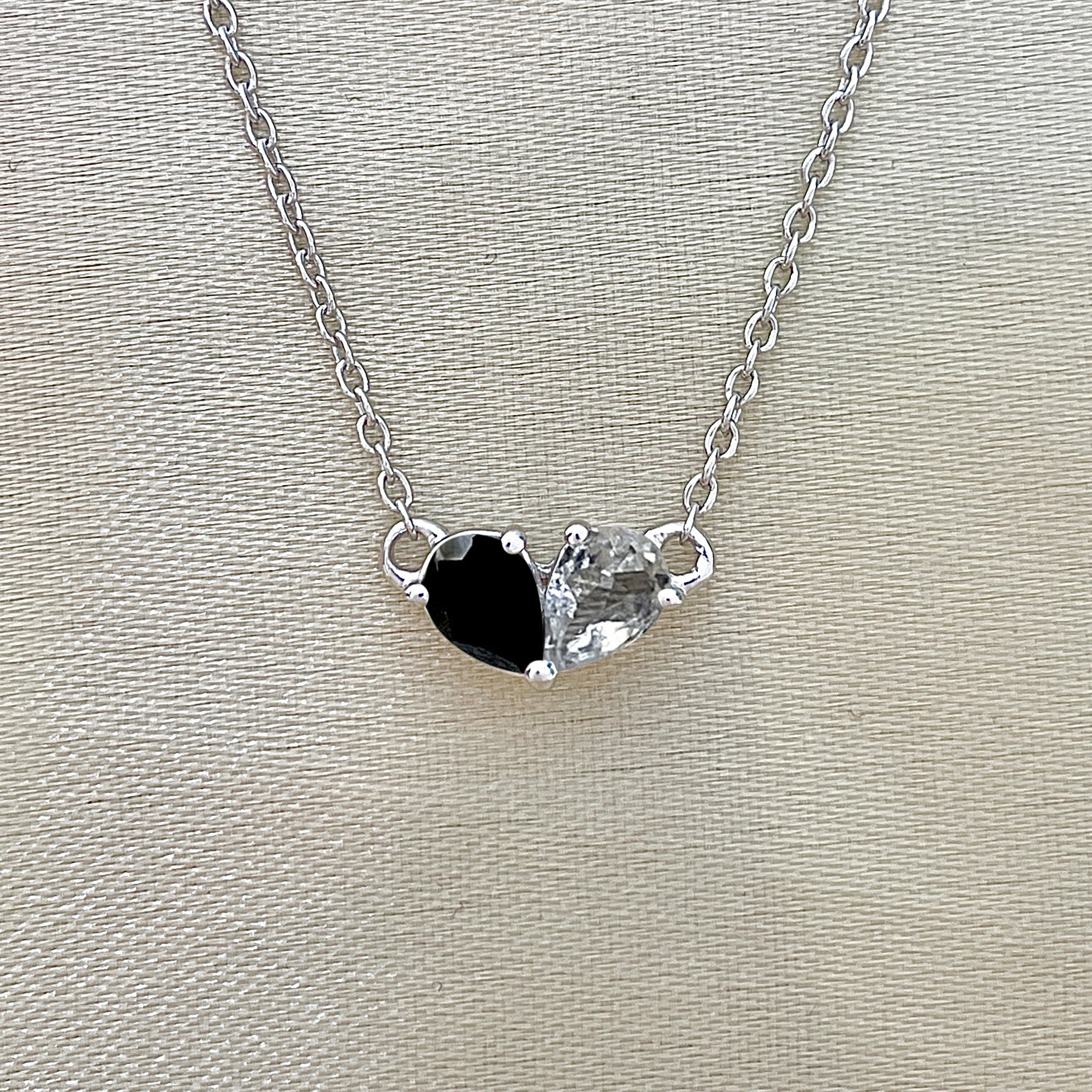 Black Tourmaline & White Topaz Necklace-(BLS-SN-584.)