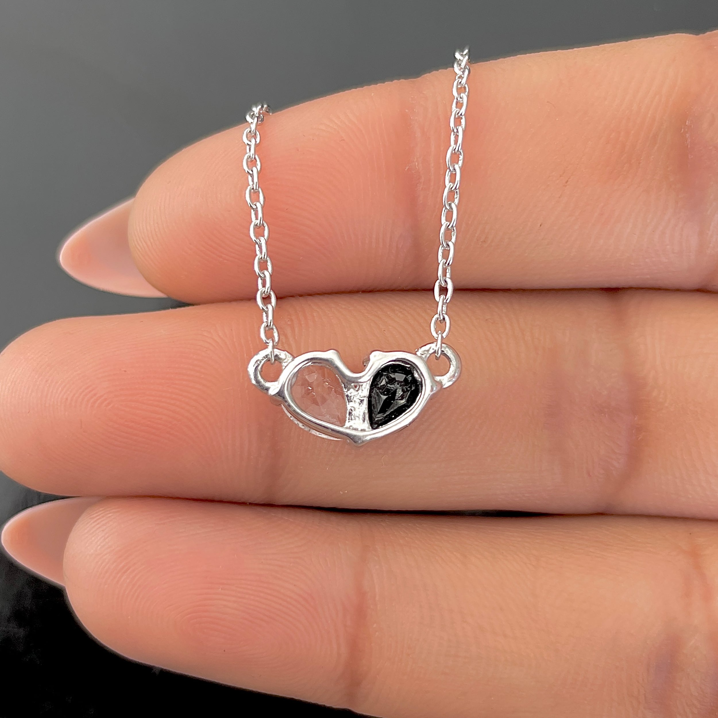 Black Tourmaline & White Topaz Necklace-(BLS-SN-584.)