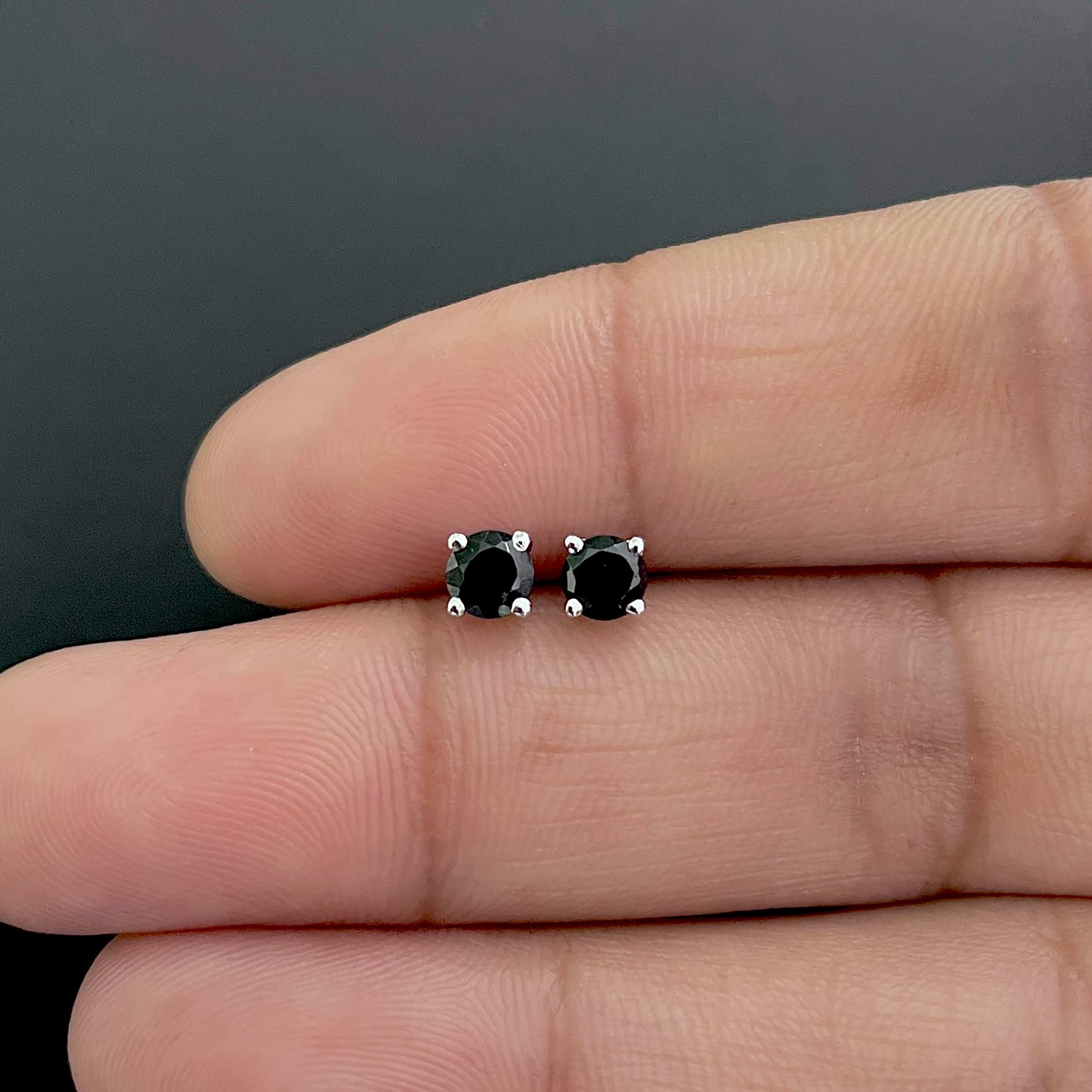 Black Tourmaline Stud Earrings-(BLS-SE-1023.)