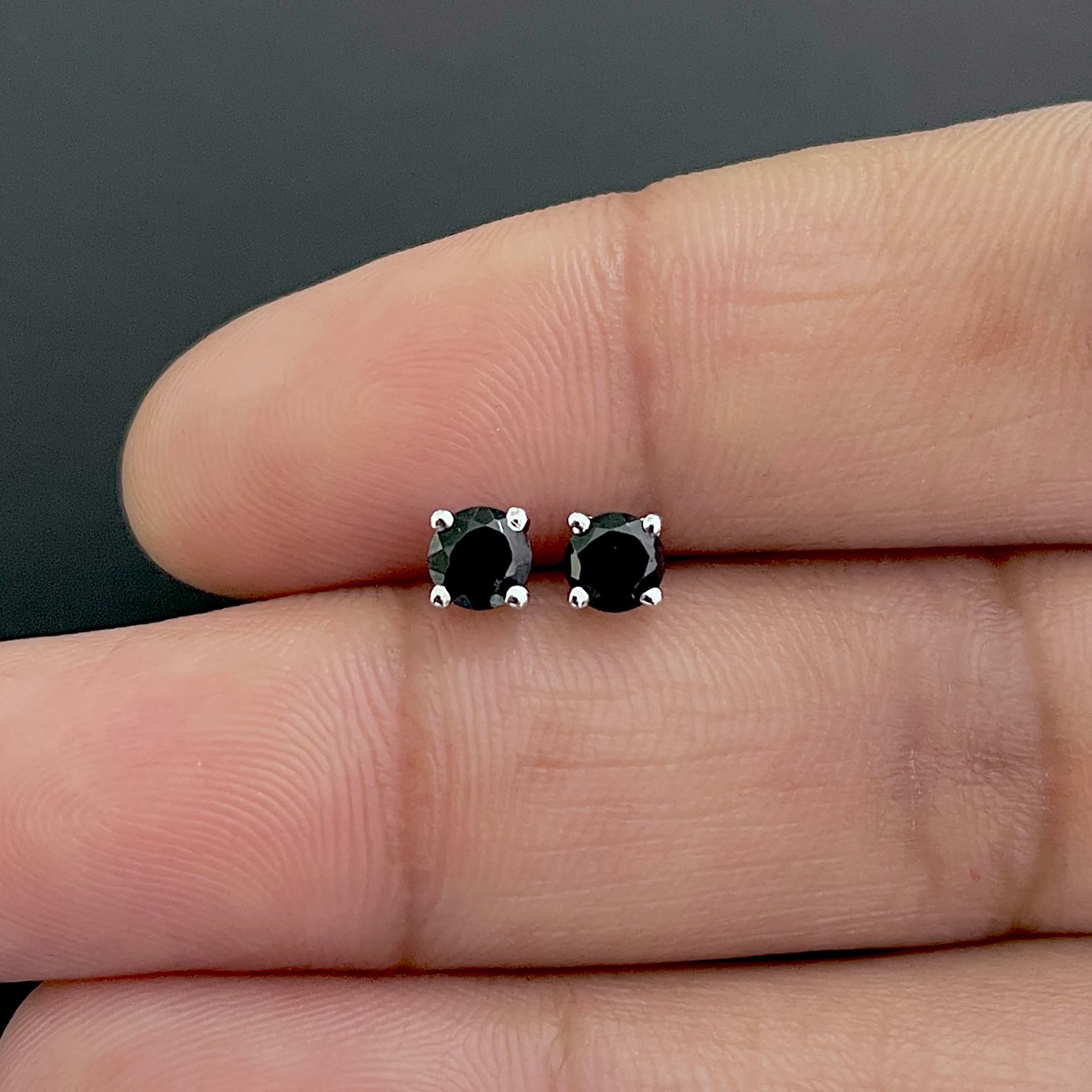 Black Tourmaline Stud Earrings-(BLS-SE-1023.)