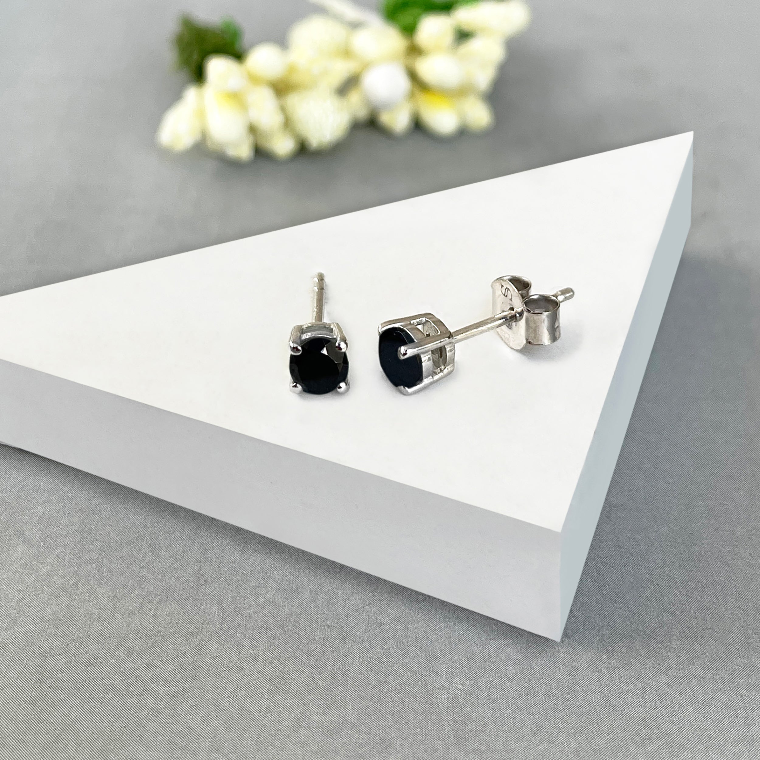 Black Tourmaline Stud Earring-(BLS-SE-1023.)