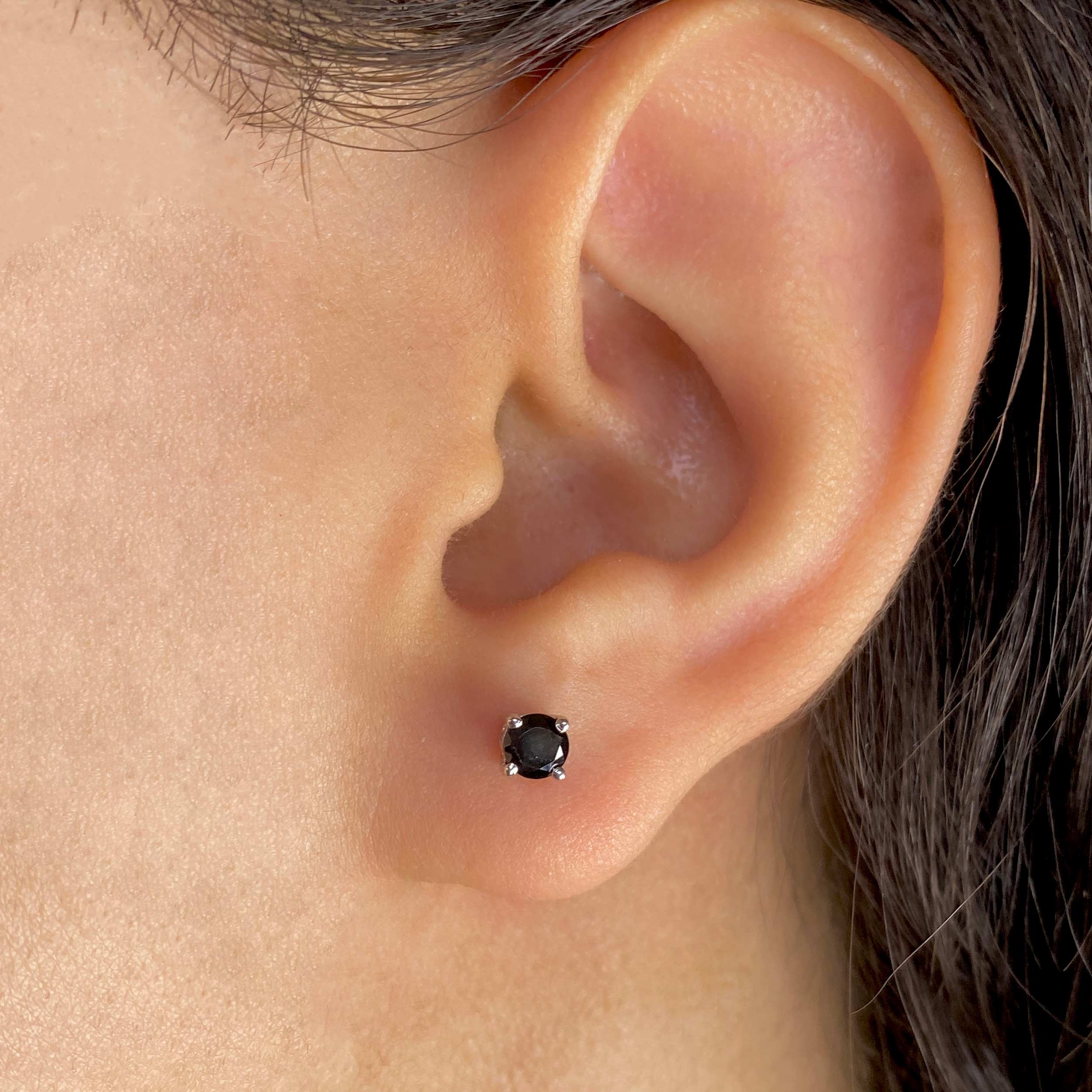 Black Tourmaline Stud Earrings-(BLS-SE-1023.)